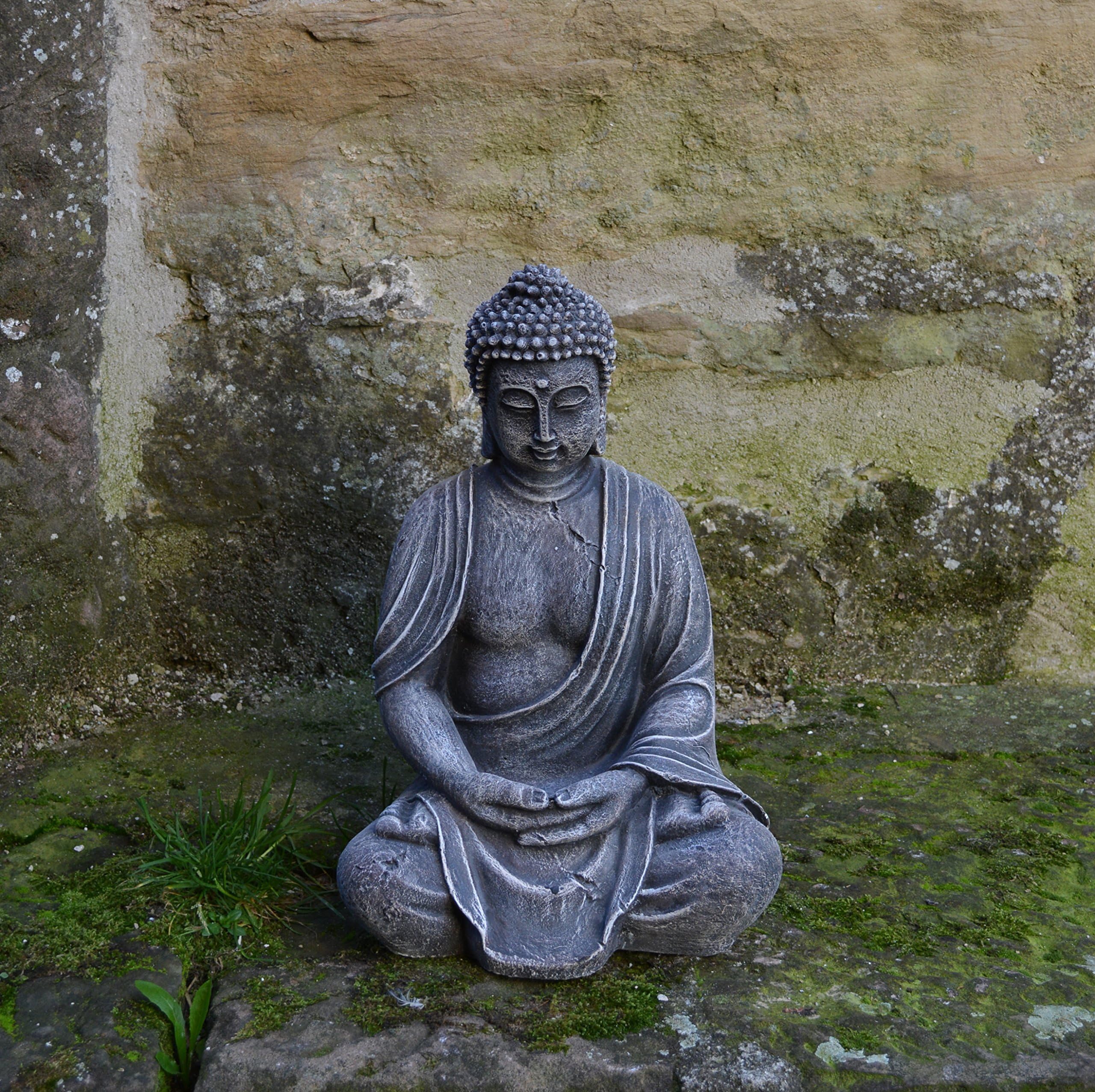 gartendekoparadies.de Figure de Pierre Massive Bouddha en Pierre reconstituée, résistant au Gel (Multicolore)