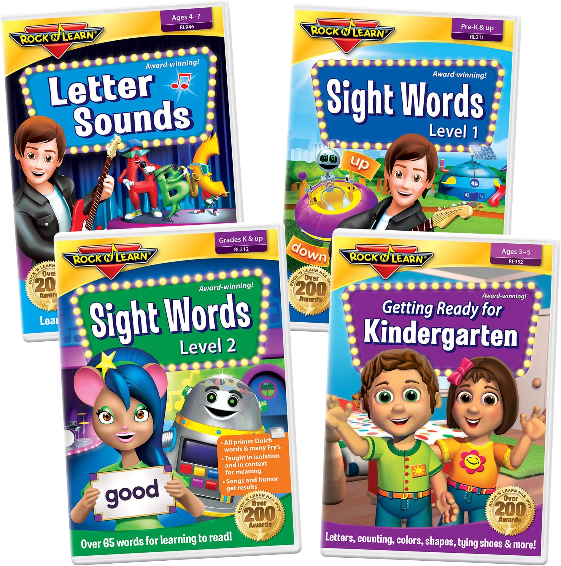 Rock 'N Learn Preschool & Kindergarten DVD Collection: Letter Sounds Phonics for Beginners, Sight Words, Getting Ready for Kindergarten