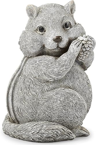 Roman Jardín - Estatua de ardilla, 8.75 pulgadas de alto, colección Pudgy Pals, resina y dolomita, decorativo, regalo de jardín, decoración del