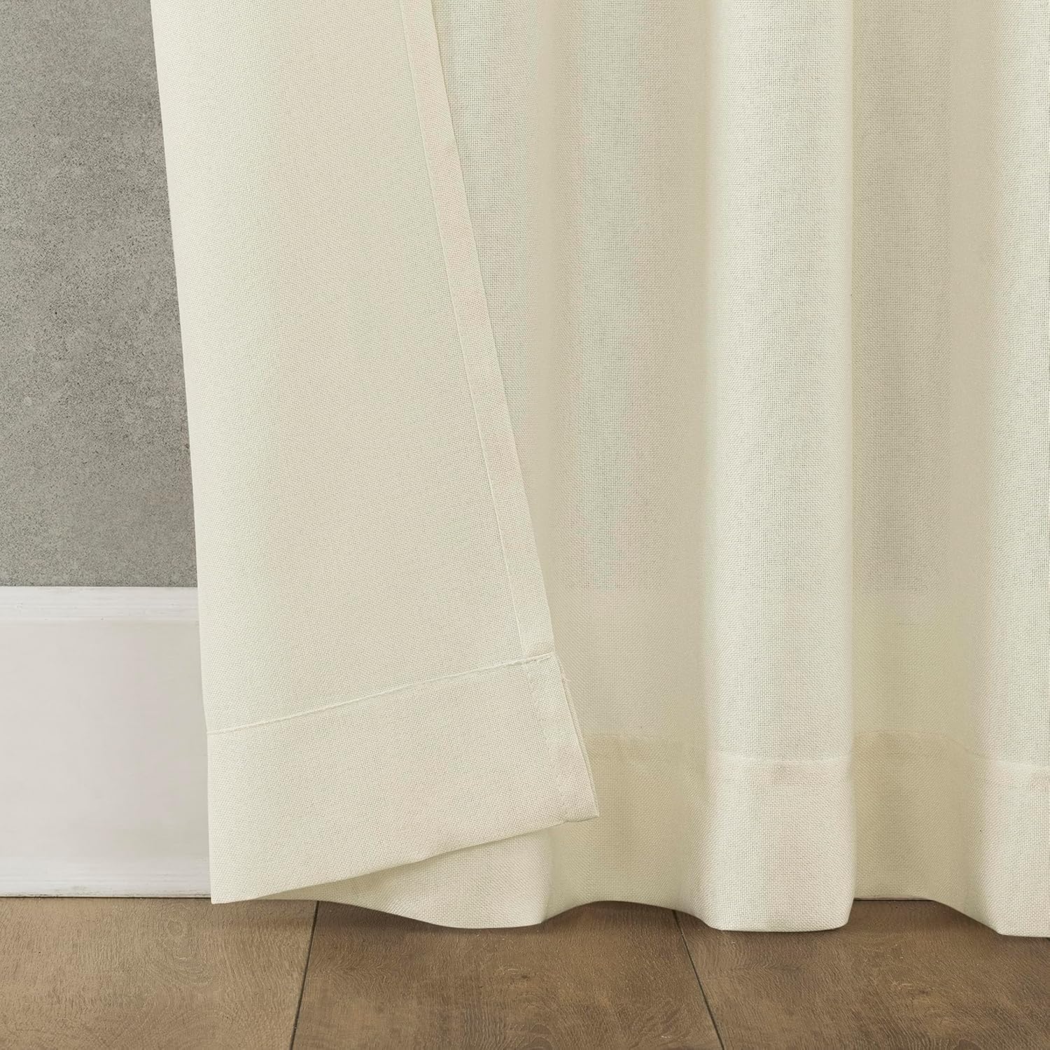 No. 918 Reman 2-Pack Twist Tab Linen Texture Semi-Sheer Tab Top Curtain Panel Pair, 40" x 96", Ivory