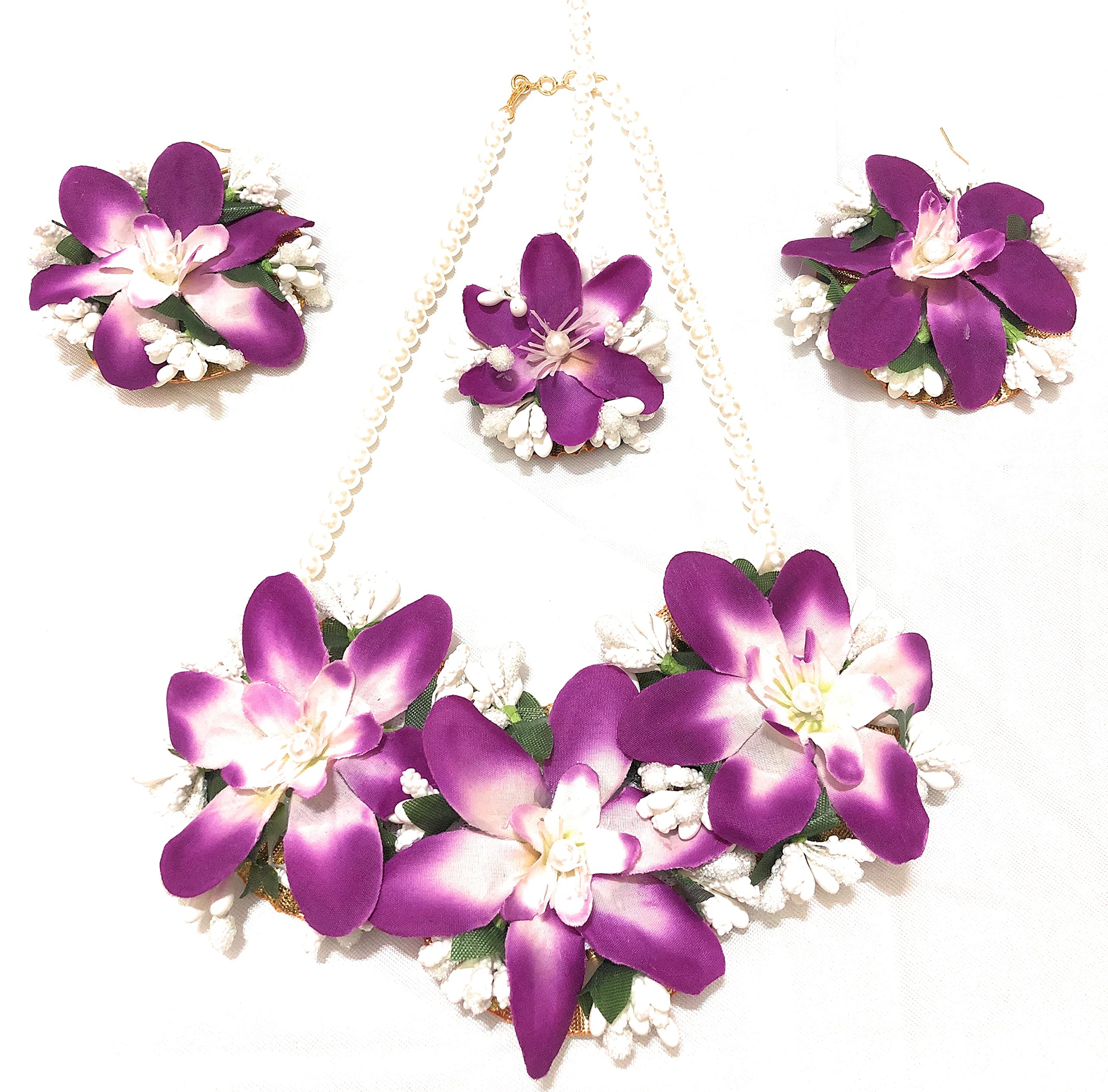 PJ Designs Orchid Flower Jewellery Set for Baby Shower, Mehendi, Sangeet and Godbharai for Women and Girls (B09NP79244) Amazon Price History, Amazon Price Tracker