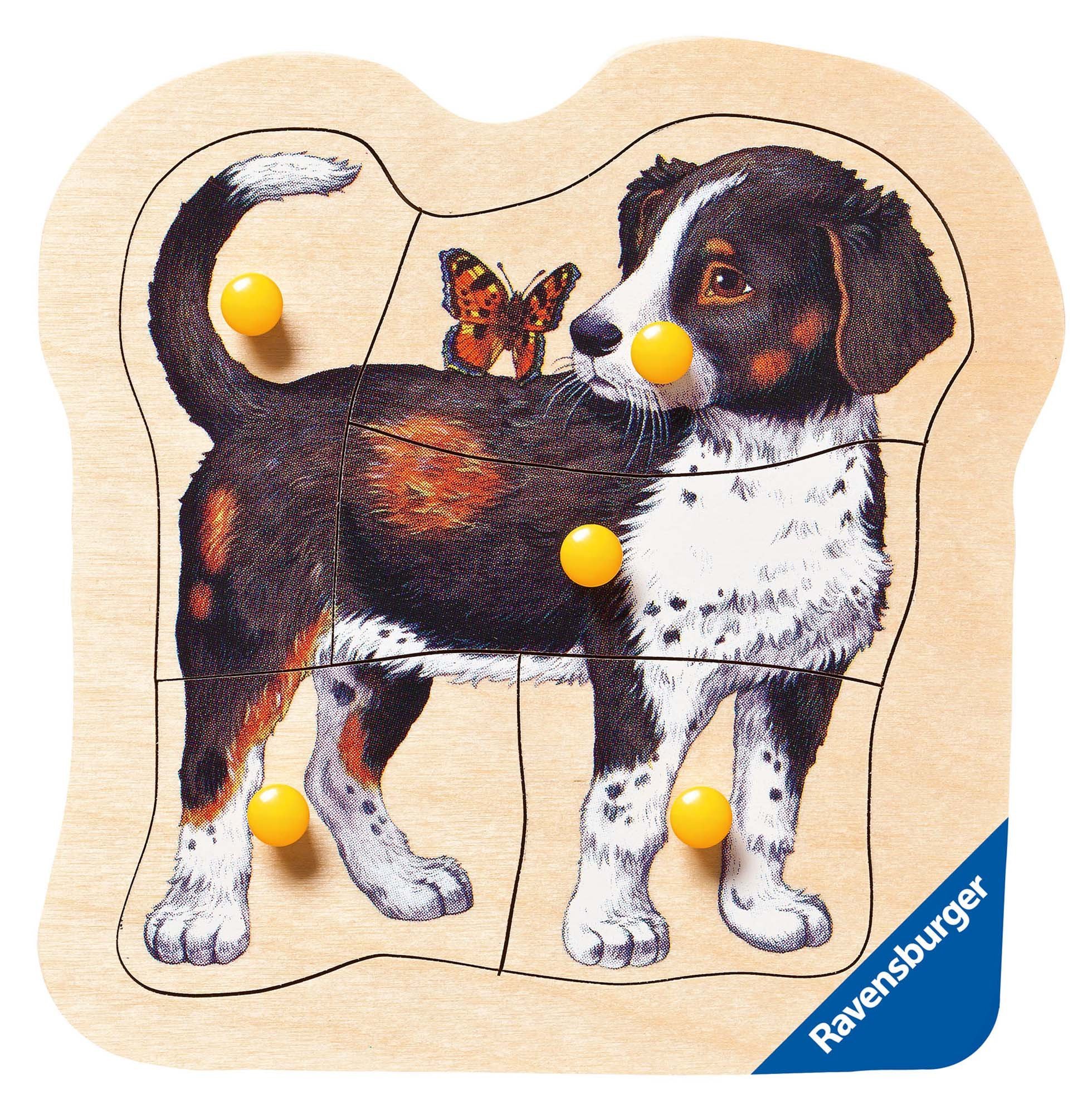 Ravensburger - El Perro y la Mariposa, Puzzle de 5 Piezas de Madera (03662 2)