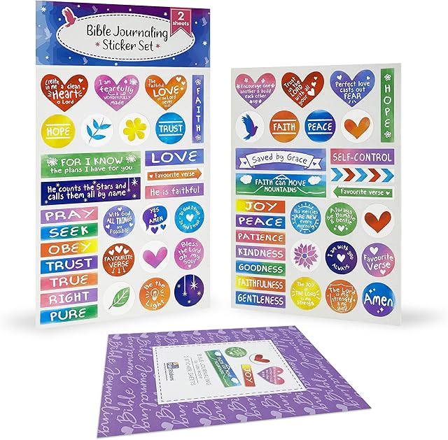 Bible Journaling Christian Stickers for Children Kids Boys Girls Adults to Decorate Craft Cards Presents Gifts - Self Adhesive Religious Faith Inspirational Stickers - Bible Journaling Sticker Set