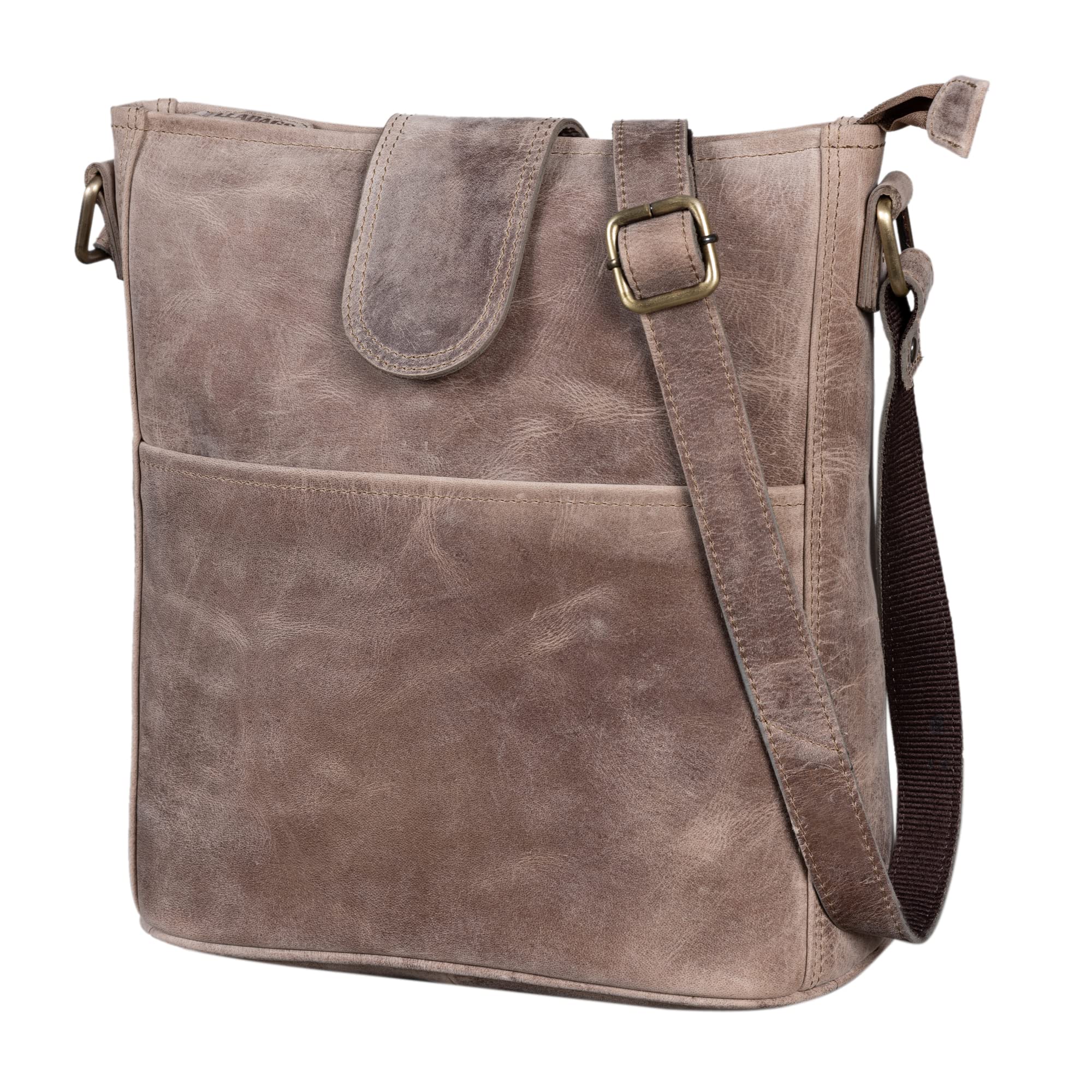 LEABAGS Bolso de la compra Athens de piel de búfalo con aspecto vintage.