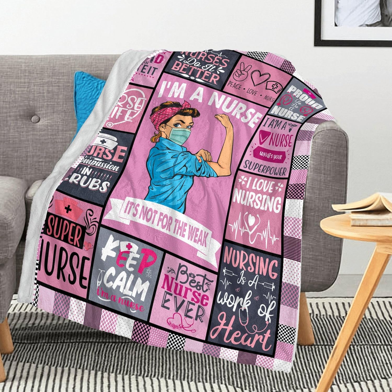 Nurse Gifts for Women, Appreciation Gifts for Nurses Blanket 60"x50", Nurses Week Appreciation Gift, Nursing Student Graduation Gift, RN Nurse Birthday Retirement Practitioner Gifts Ideas