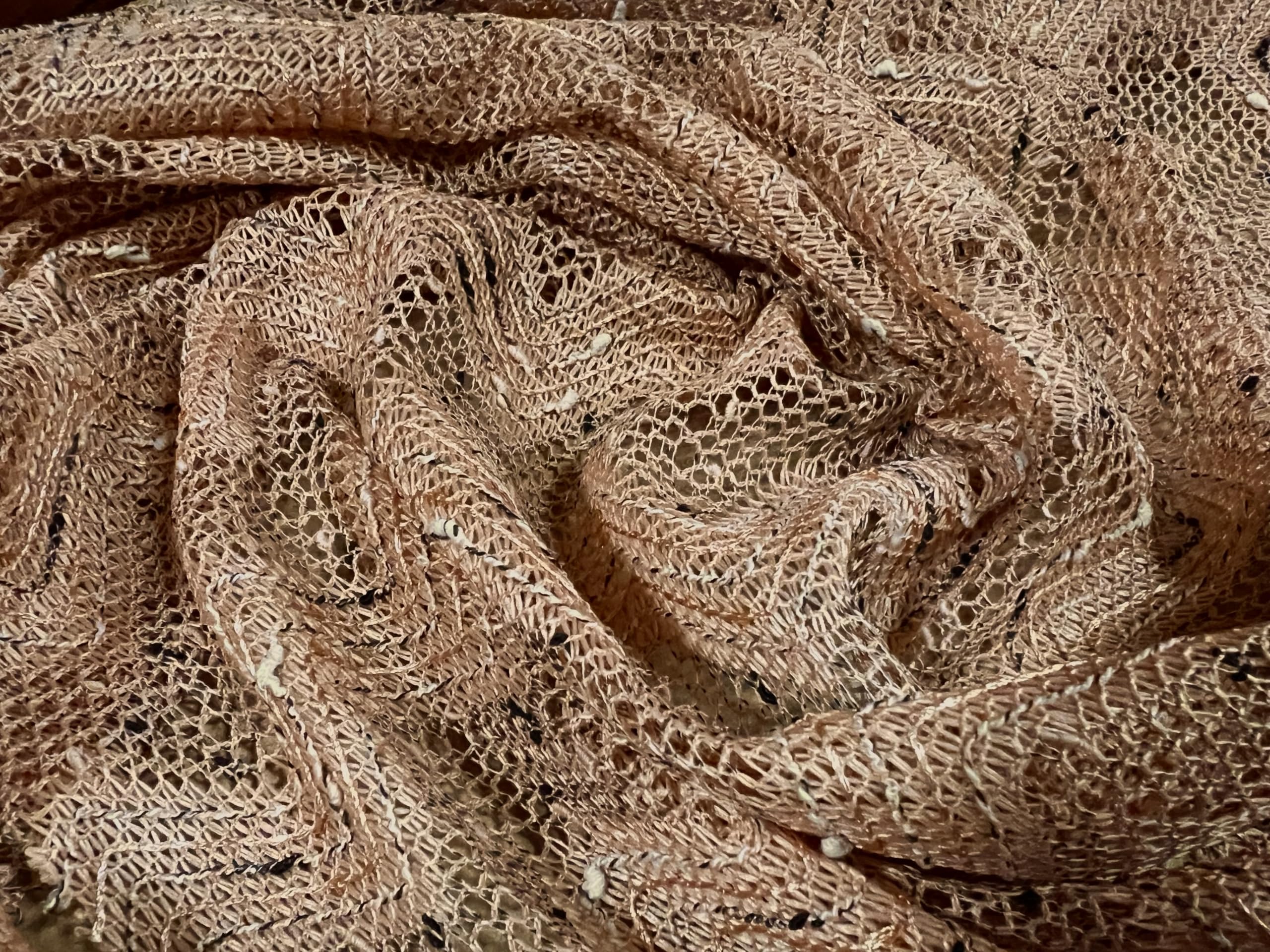 Couture bouclé Knit Dress Fabric with Sequins, per metre - Chevron - Nude