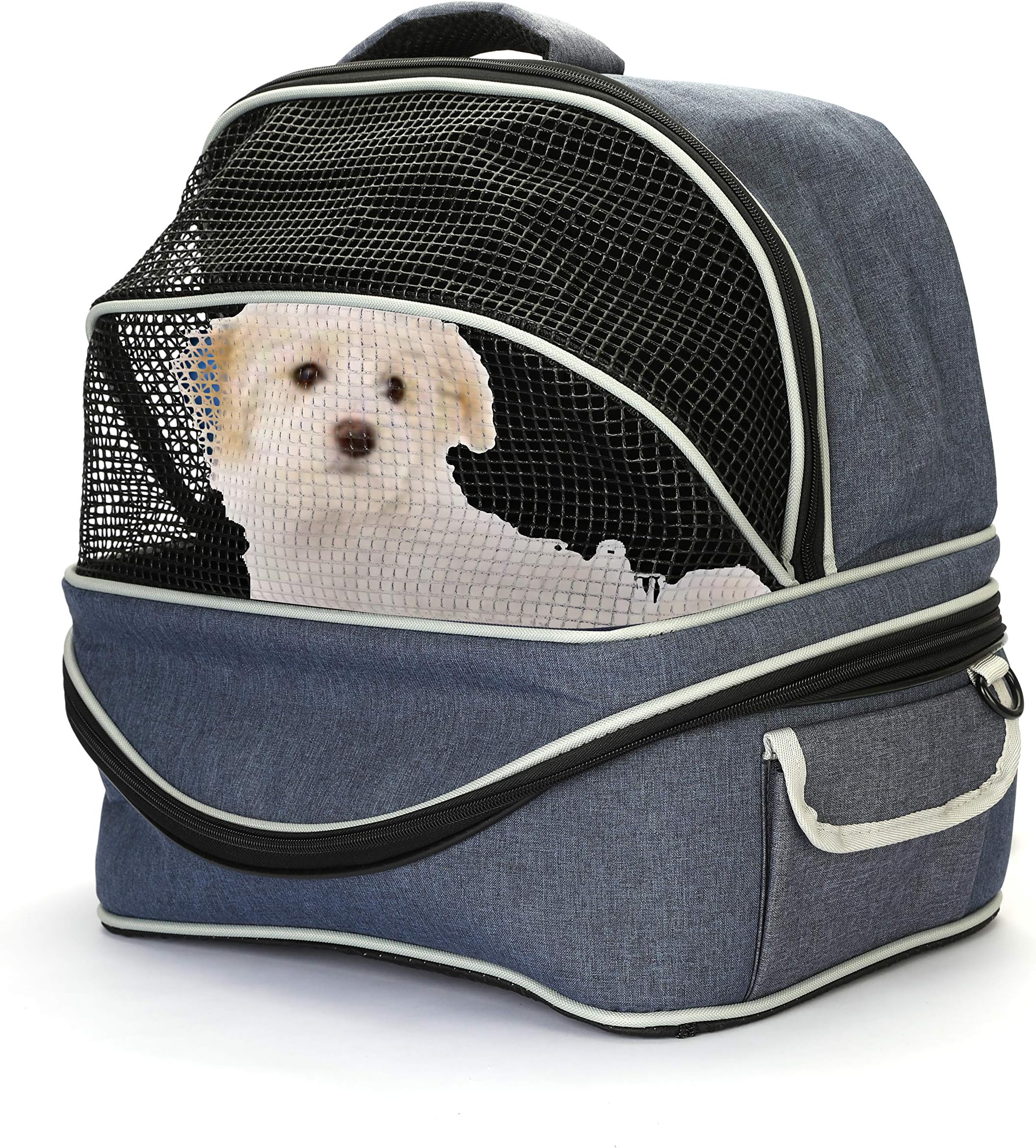 Pet Backpack Pet Carrier Pet Travel Bag Airline Approved Pet Bag for Cats and Dogs Small Animals Under 22LBS Mesh Ventilation Navy Color