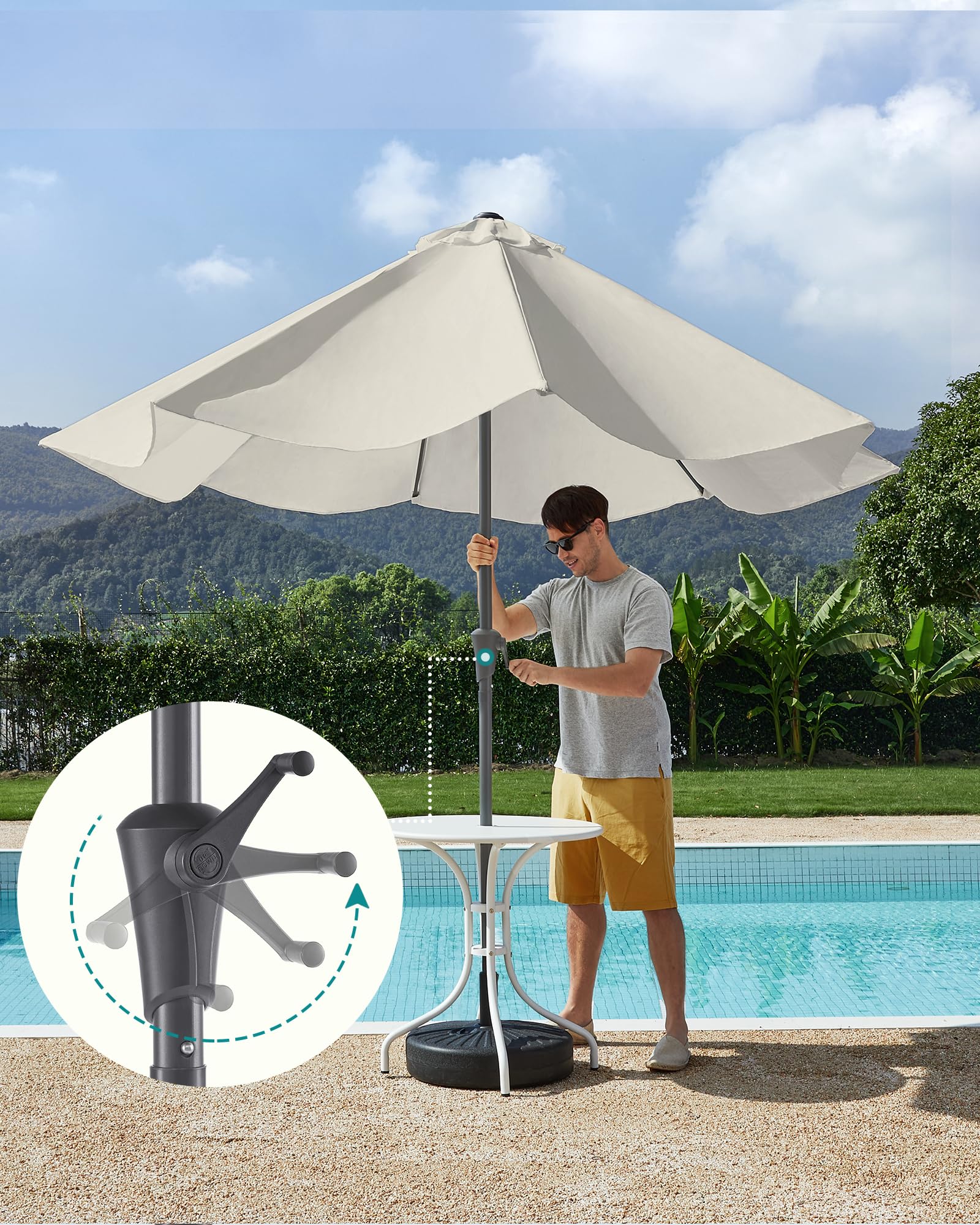 Bestel Parasol 270x180cm Waterdicht Donkergrijs