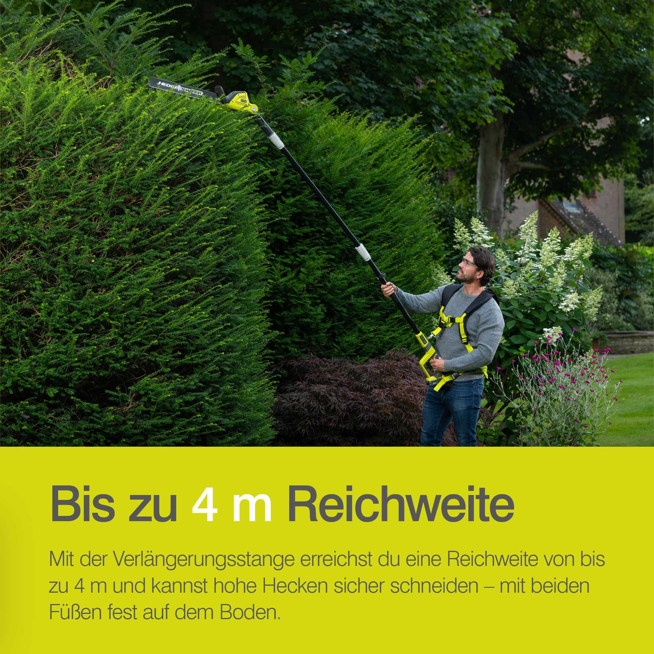 RYOBI 18 V ONE+ Akku-Teleskop-Heckenschere OPT1845, 45 cm Diamant-Messer