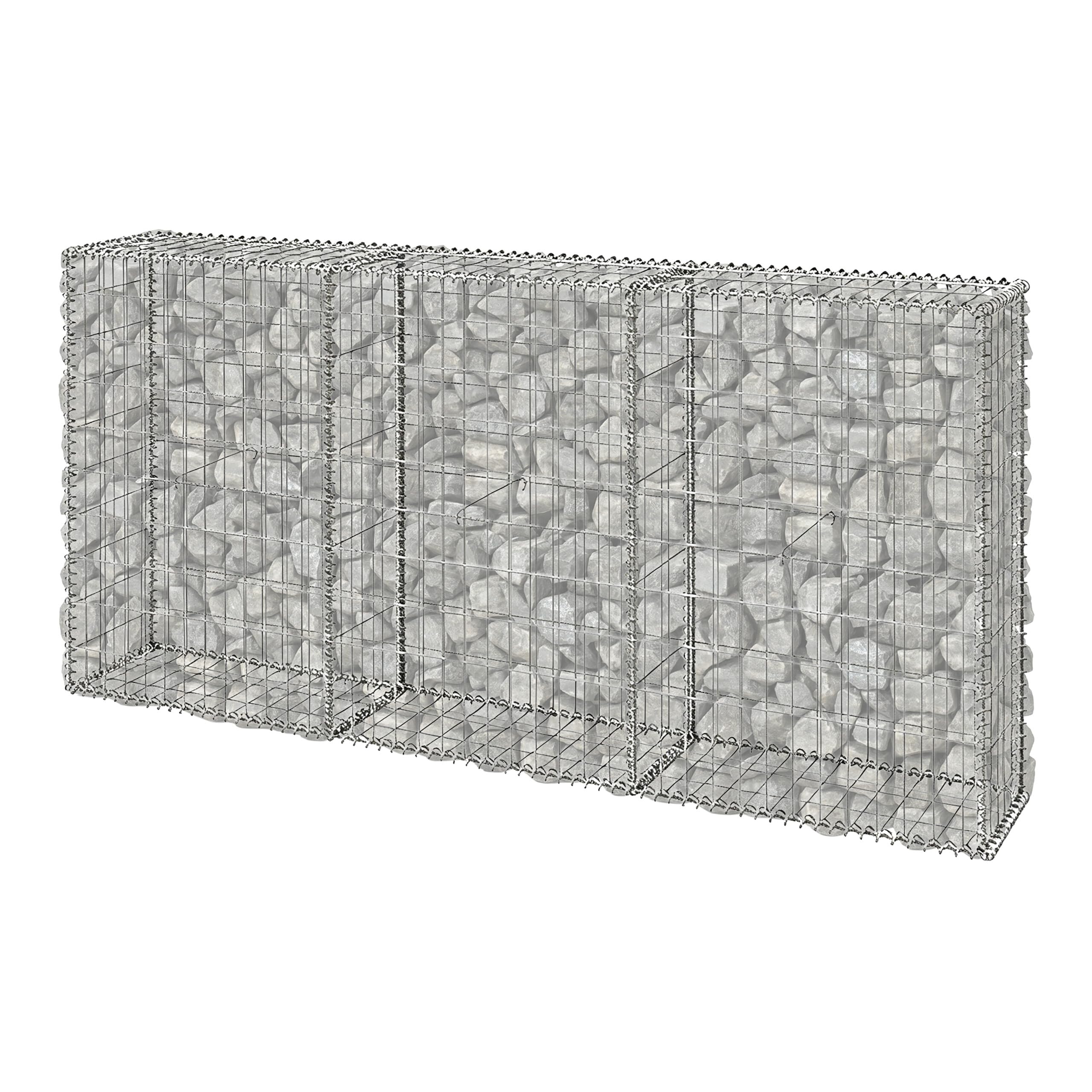 Relaxdays Gabione, Sichtschutz Garten, Steinkorb, 3.5mm Draht, silber | verzinkt, HBT: 100x200x30 cm, Gabionenwand, Stahl