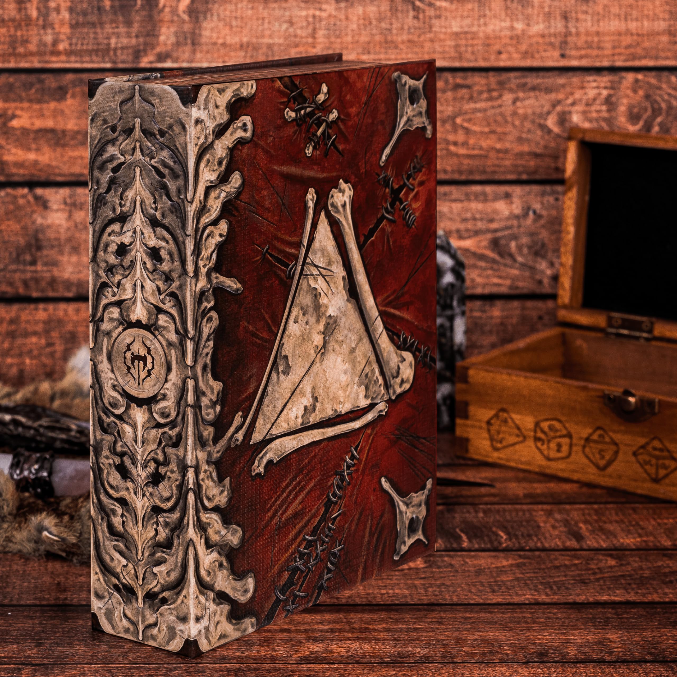 Juego de dados y caja de dados de 10 piezas con temática bárbara para almacenamiento y viajes o coleccionables para Dungeons & Dragons, Pathfinder o cualquier juego TTRPG
