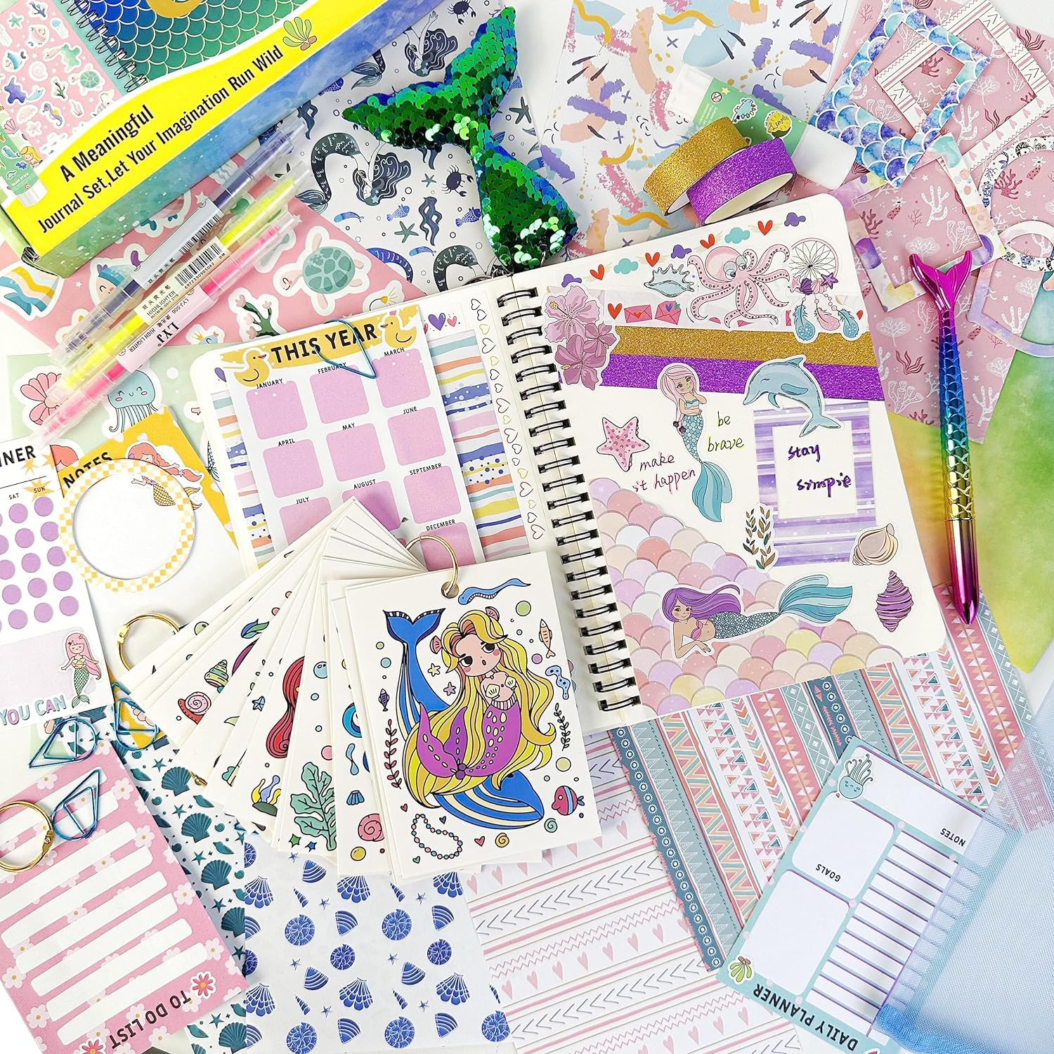 Kit de Diario de Bricolaje para Niñas, Regalo niña 4 a 14 años DIY Scrapbook Set para niños,Juego de Accesorios de Libro de Recortes y Diarios,Ideas de regalos de cumpleaños para niñas adolescentes
