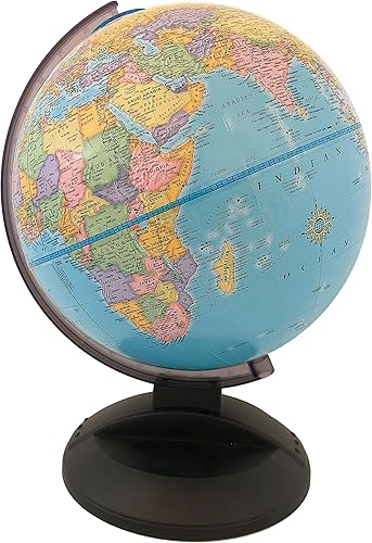 Nuevo castillo globo de 9 pulgadas de diámetro, cartografía de Estados Unidos con alivio de montaña, base de plástico negro resistente y bola de