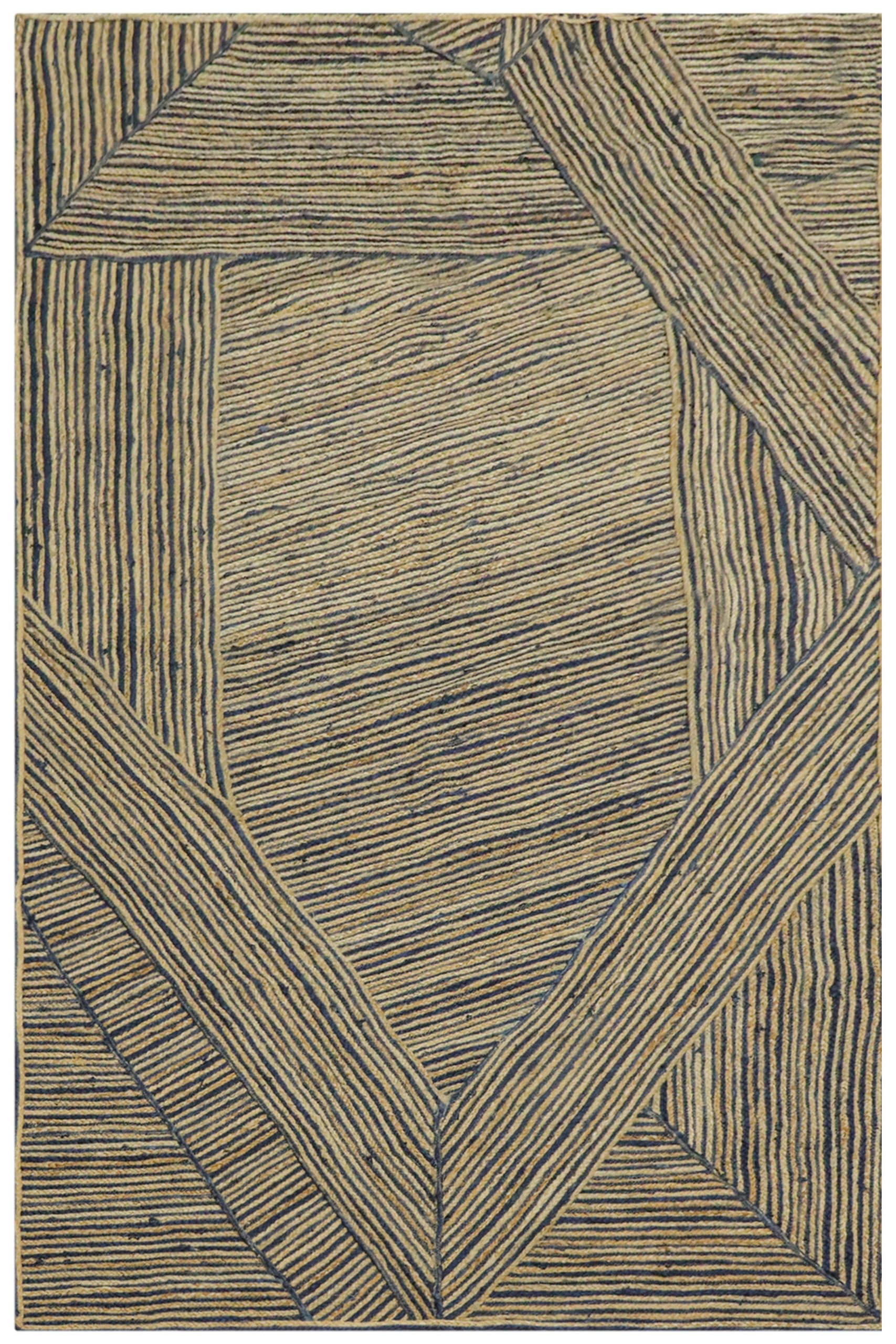 Tapis tressé main en jute Kilim de qualité supérieure bleu et beige