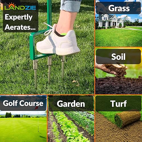Miniatura 3 de Landzie Spike - Aireador de césped de horquilla de púas - Herramienta manual de acero inoxidable de 42 pulgadas - Aireador de césped con dientes