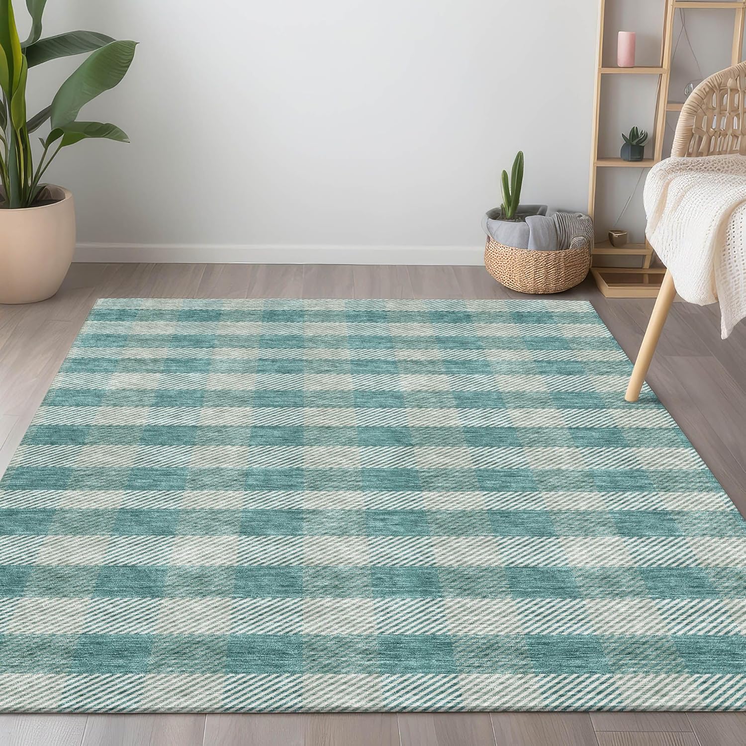 Addison Rugs Chantille ACN924 Teal 10' x 14' Indoor/Outdoor, Machine Washable, Easy Clean, Non Shedding, Bedroom, Living Room, Dining Room, Kitchen, Patio Rug