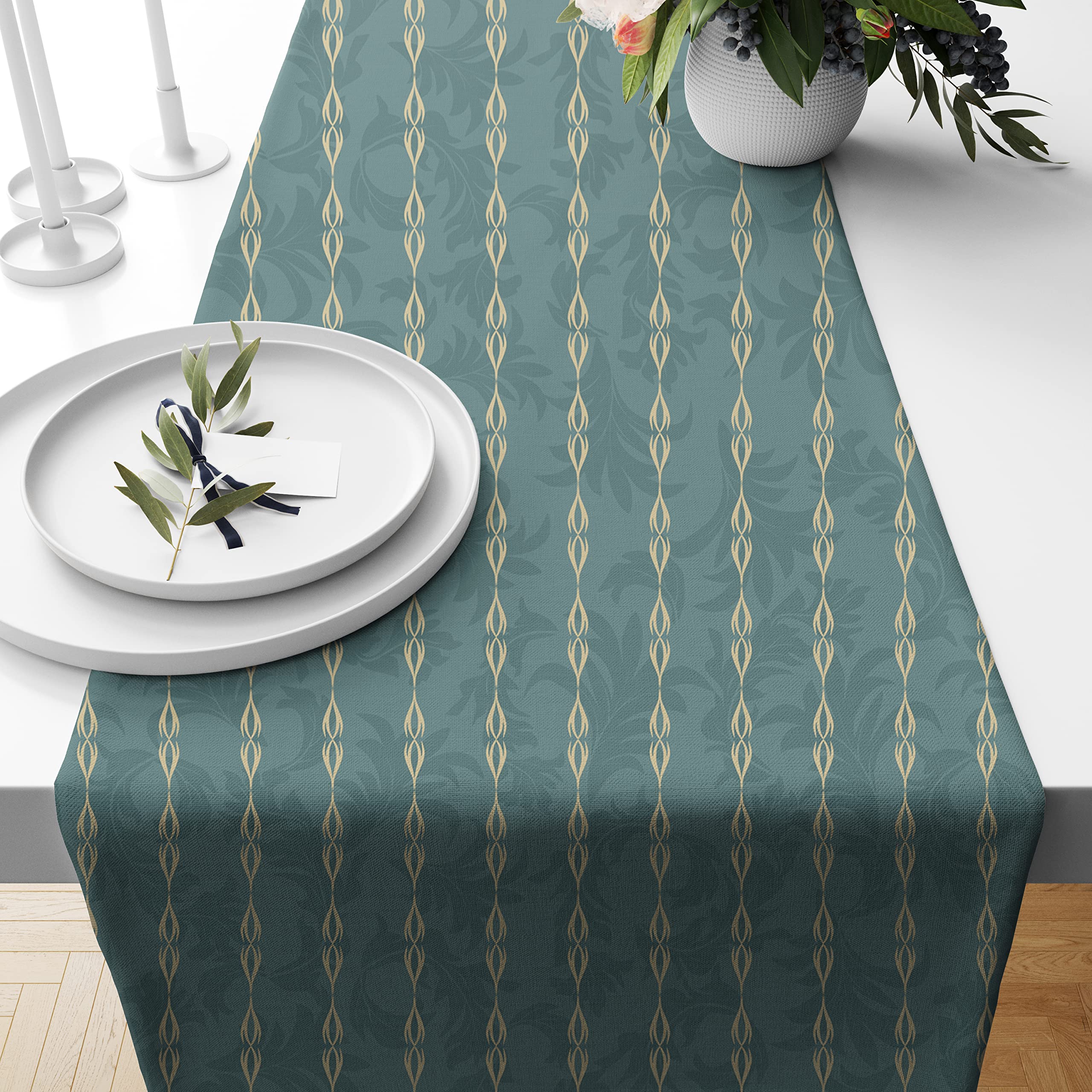 BRICK HOME Table Runner - Geometric Peach Design -23