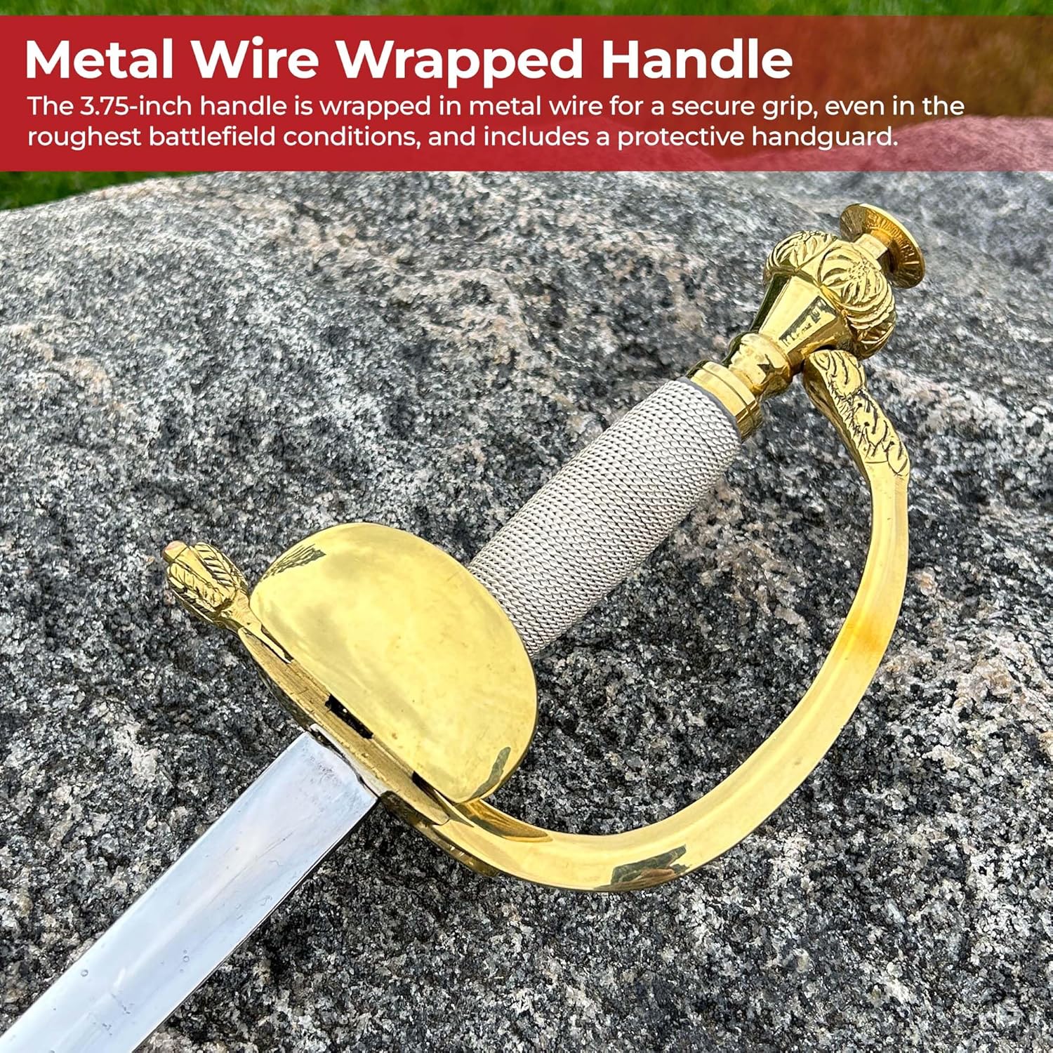 MedievalDepot British Infantry Sword 1796 Pattern Replica - Overall 37" - Metal Wire Wrapped Handle Faux Leather Scabbard - Historical Display & Reenactment