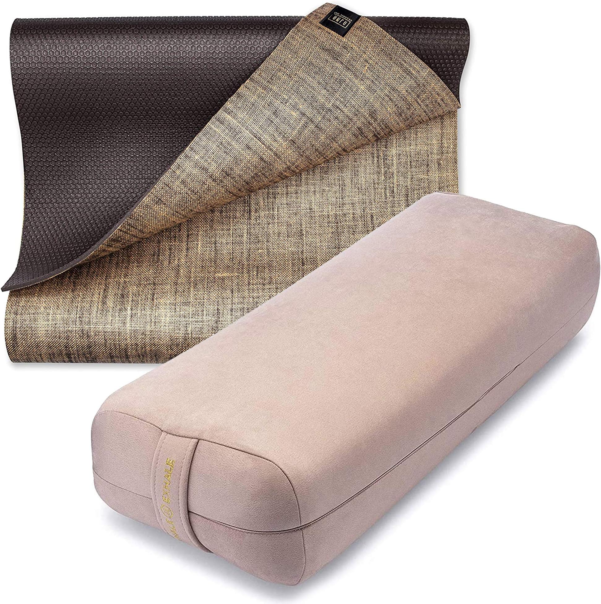 AJNAEco Organic Yoga Mat and Yoga Bolster Pillow - Set of 2