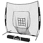 GoSports 7 ft x 7 ft Baseball & Softball Practice Hitting & Pitching Net with Bow Type Frame, Carry Bag and Strike Zone, Great for All Skill Levels