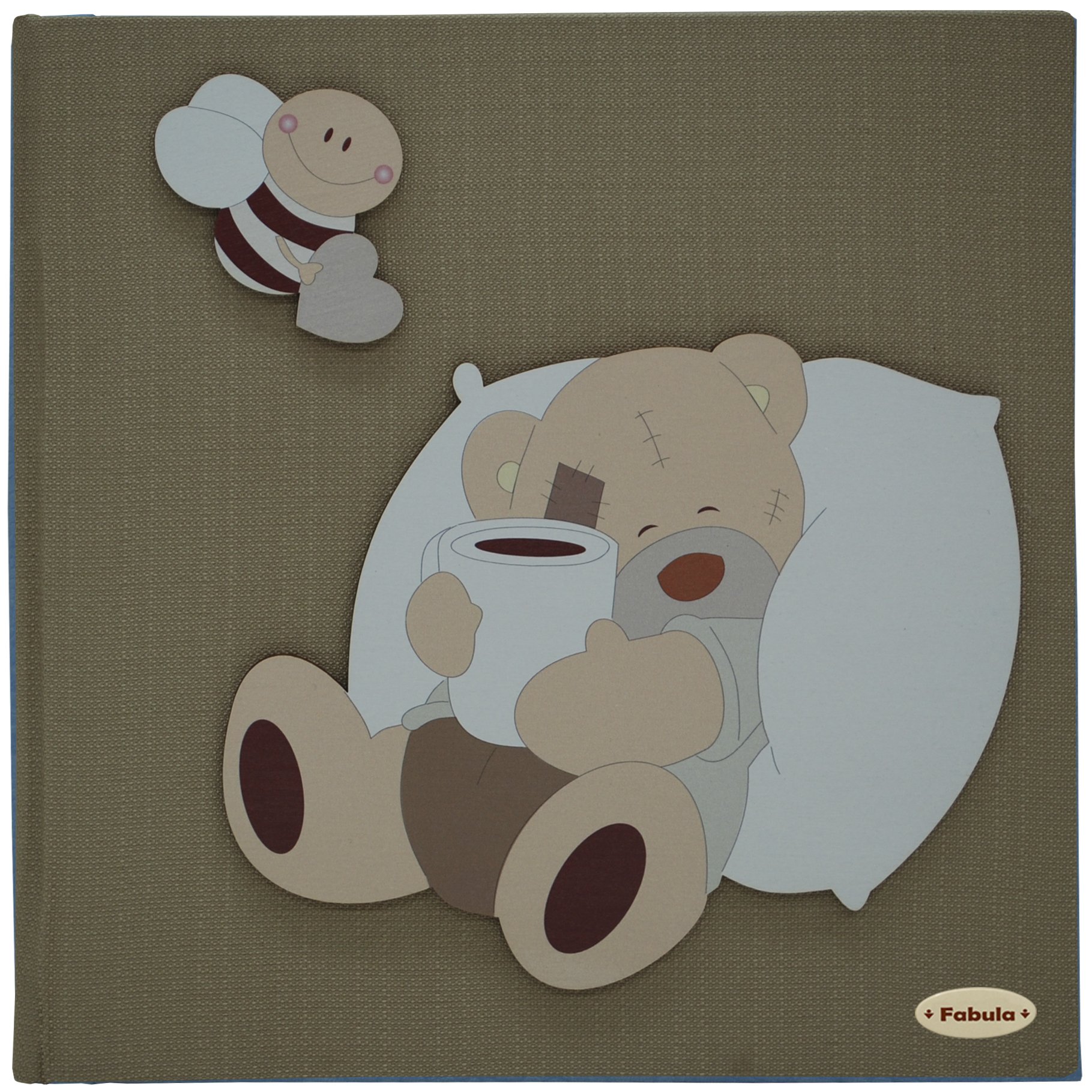 Fabula Linea Orsetto - Album Nascita Orso Tazza Panna - Formato cm 24x30 con Copertina 251 Corda e Applicazioni in Legno - 4 Fogli DIARIO Nascita + 30 Fogli Bianchi per incollaggio Foto - cod. 15851n