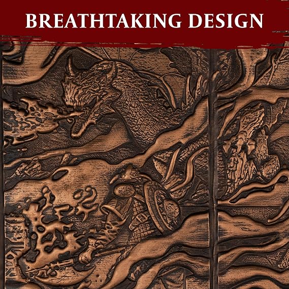 DND DM Screen 5e - D&D Dungeon Master Screen 3D Faux Leather with Customizable Inserts - Dungeons & Dragons GM / Game Master Accessories Gift for Man or Woman. Hide Dice Rolls, Maps & Books (Bronze).