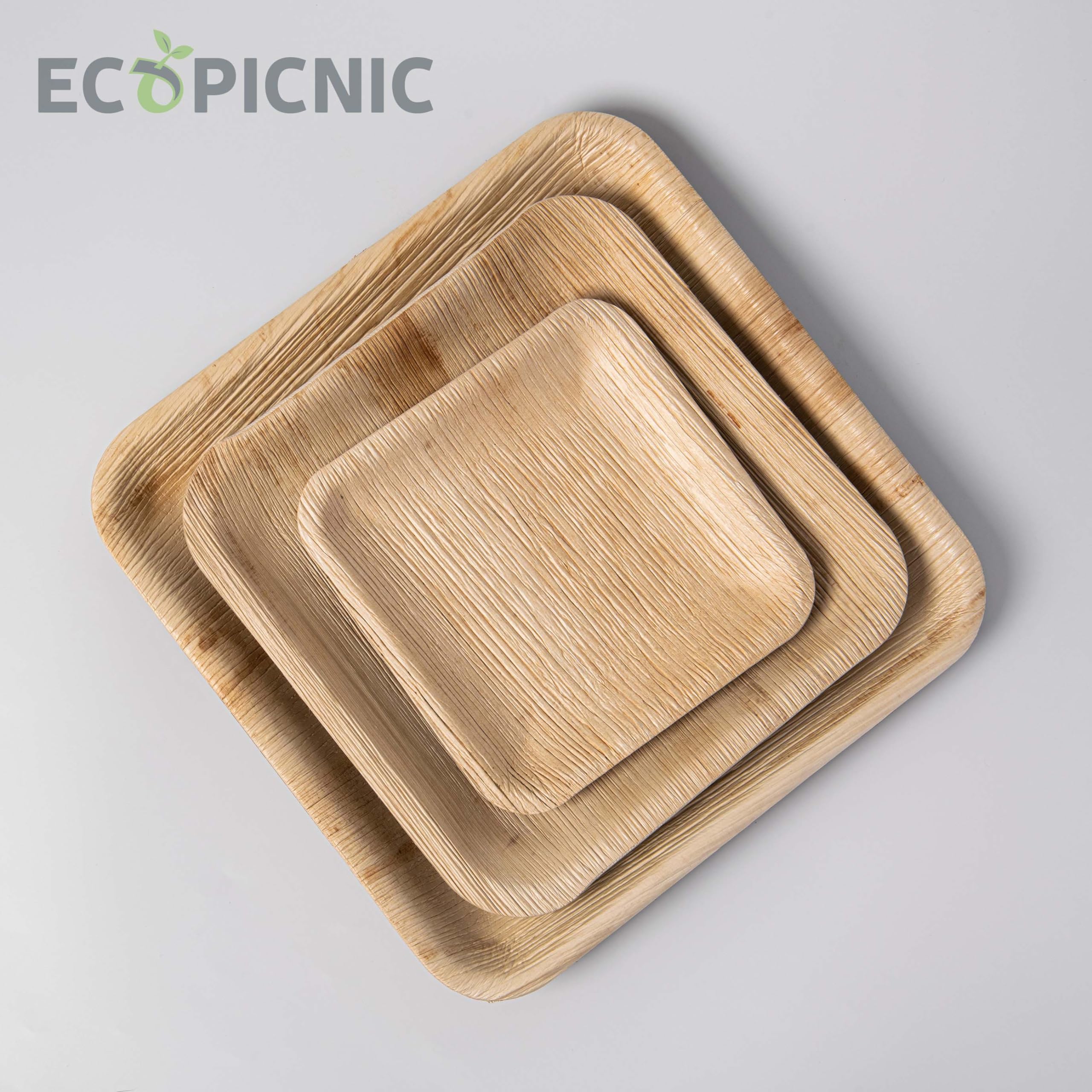Platos de Hoja de Palma 250 Unidades 15x15 cm 6" | Platos Desechables biodegradables para Fiestas, Catering y Eventos, Ideales para Aperitivos, postres y Comidas