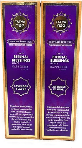 TATVA YOG 30 varillas de incienso perfumadas con soporte de incienso gratis  Sándalo  Rosa  Jazmín  Pachulí  Lavanda  Gardenia  Sabores (2, sabor a
