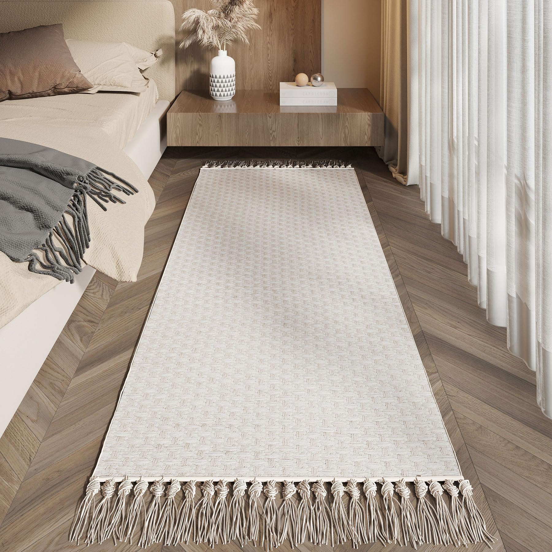 MATKIK Boho Runners for Hallways 2x6 ft Washable Runner Rug Non Slip Rubber Backed Kitchen Rug Woven Entryway Runner Rugs Tassels Carpet Runners for