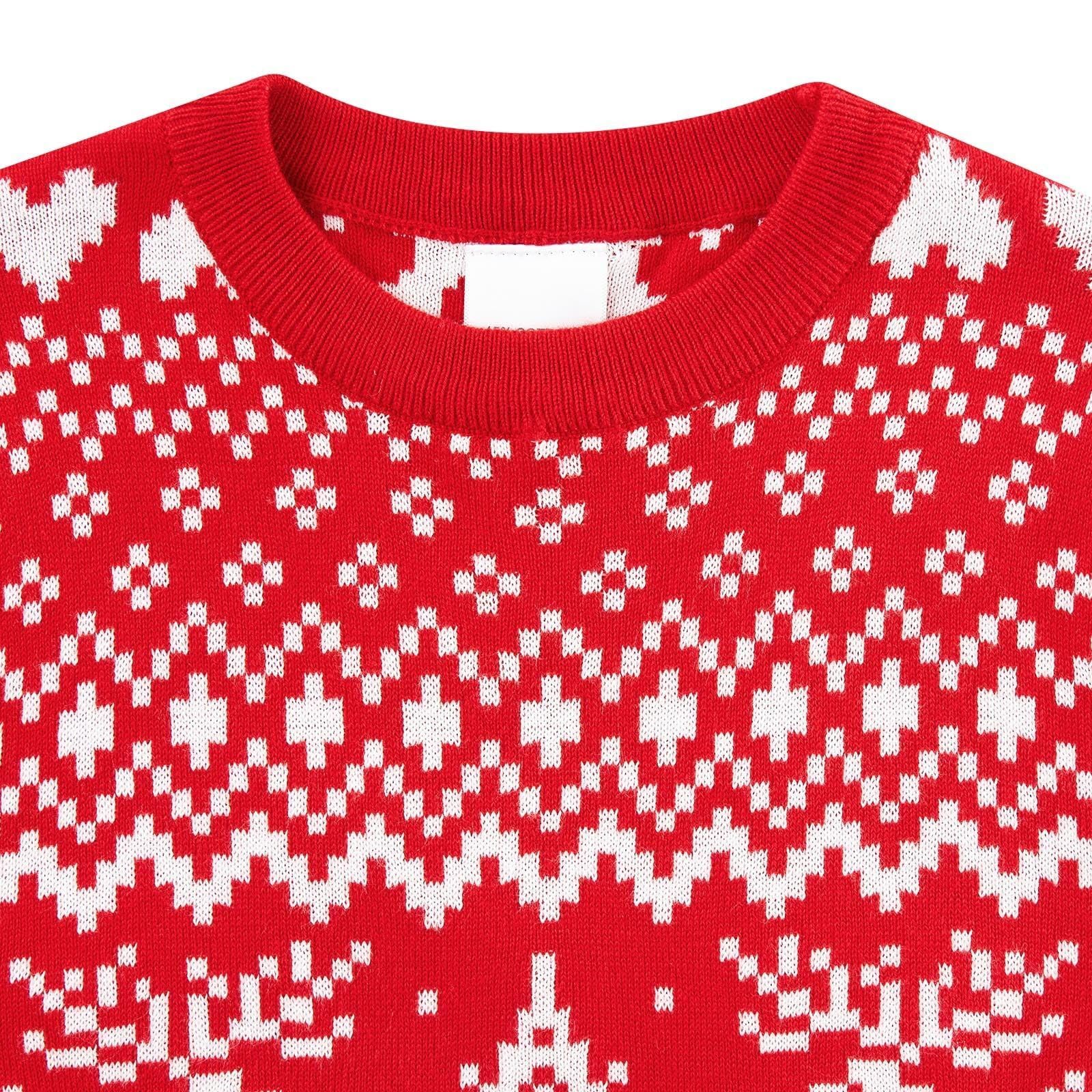 AIDEAONE Świąteczna sukienka z dzianiny dla dziewczynek X-Mas czerwona sukienka sweter sukienka