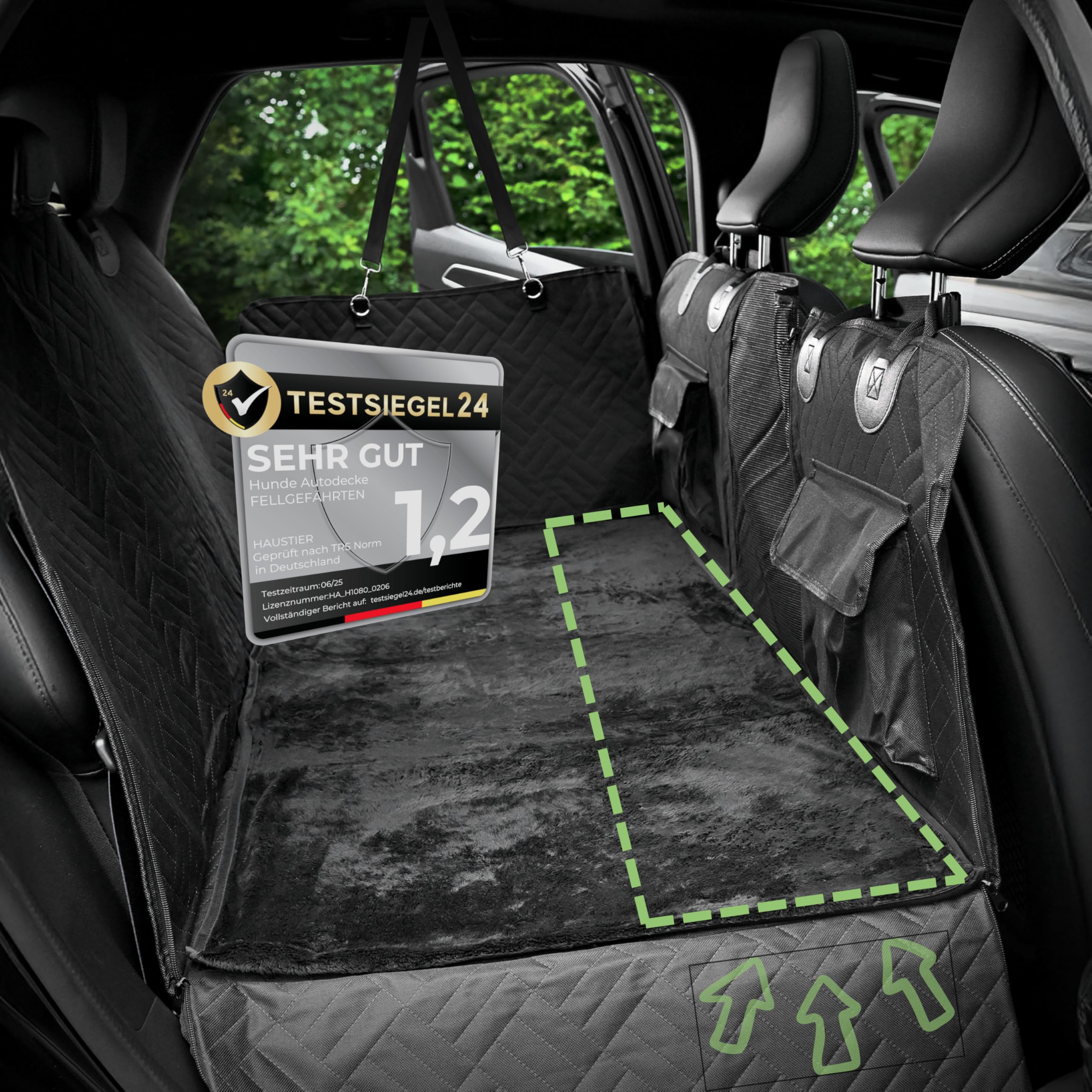 Hundedecke Auto Rückbank – Innovative Autoschondecke mit festem Boden zur Rücksitz-Erweiterung – Universell passend – Abnehmbare, gemütliche Decke für Hunde