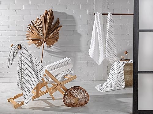 Miniatura 7 de Black & White Brands - Toalla de playa brasileña de superlujo para playapiscinabaño, tamaño XL, 36 x 70 pulgadas, 100% algodón absorbente, acanalada