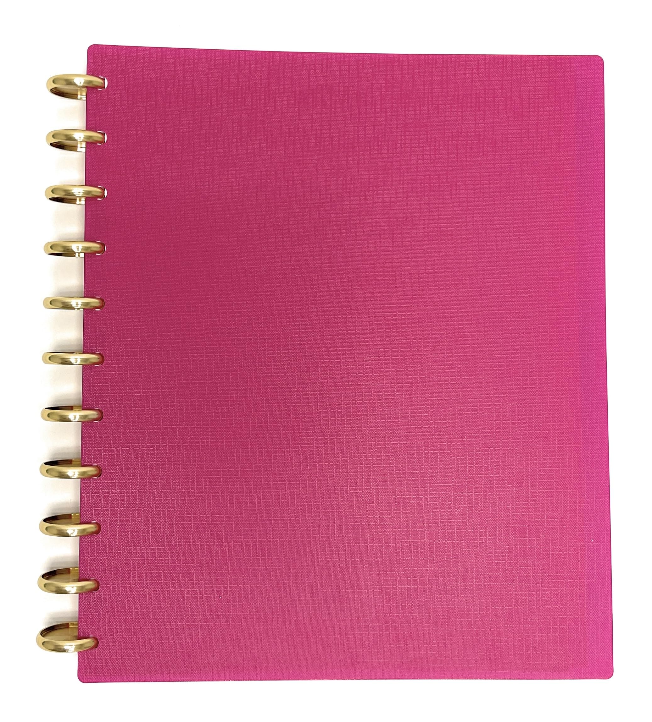 Talia Discbound Notebooks, Planner, Customizable, With 1" Gold Discs (90's Pink, Letter (8.5in x 11in))