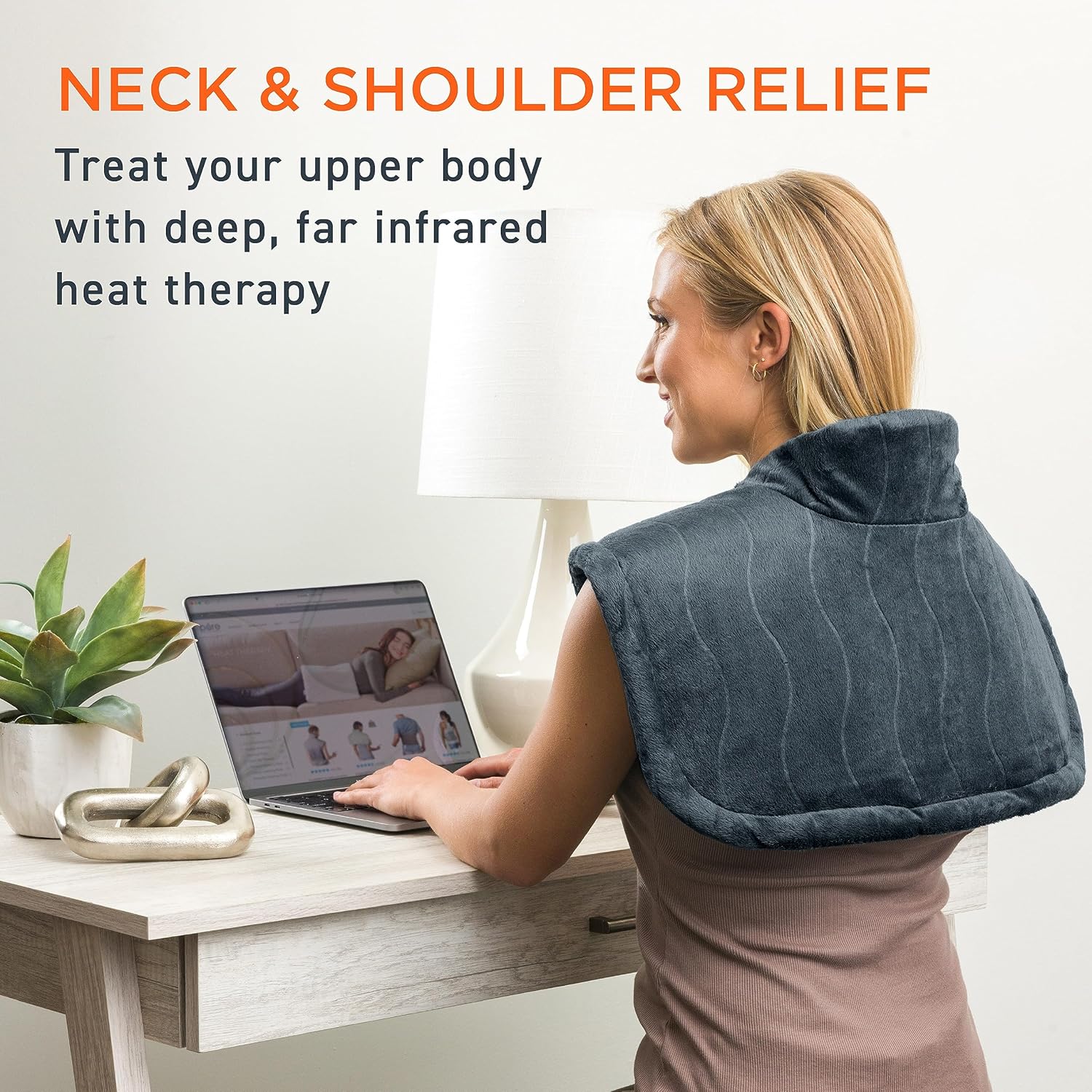 Pure Enrichment PureRelief Pro Far Infrared Neck & Shoulder Heating Pad - Deeper Muscle Relief, 4 Heat Settings, Auto Shut-Off, Universal Fit, Magnetic Closure, Dry/Moist Heat, Machine Washable - Image 4