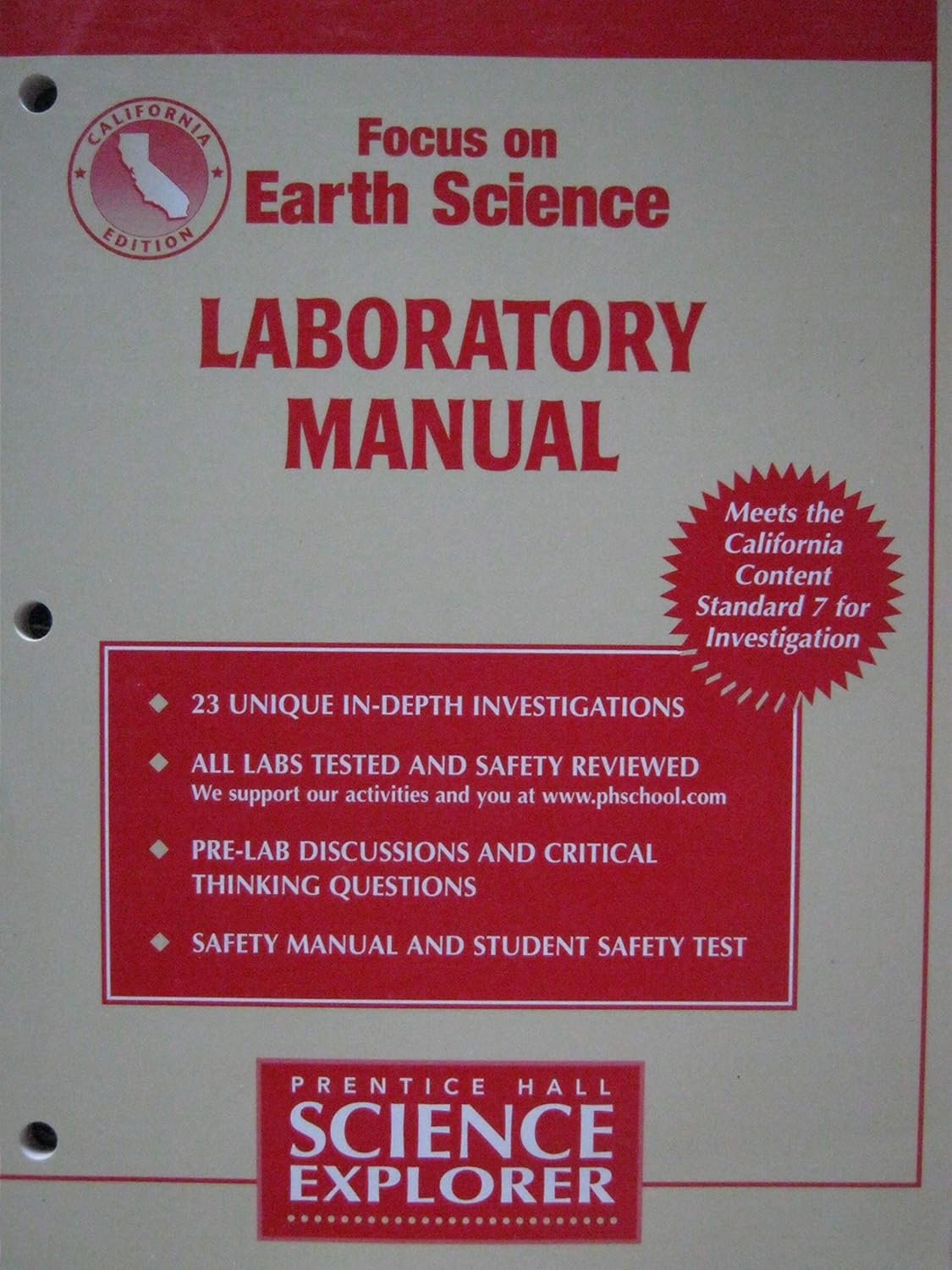 Science Explorer Focus on Earth Science California Edition Laboratory