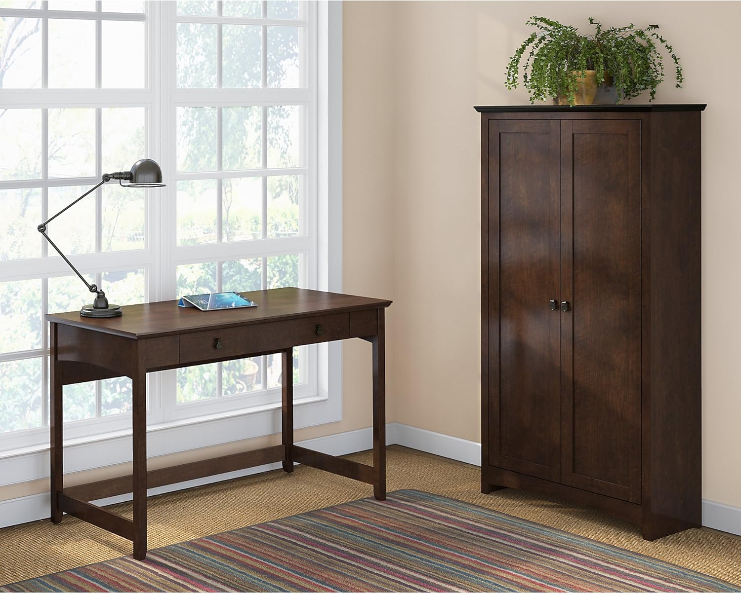 Bush Furniture Buena Vista Writing Desk with Tall Storage
