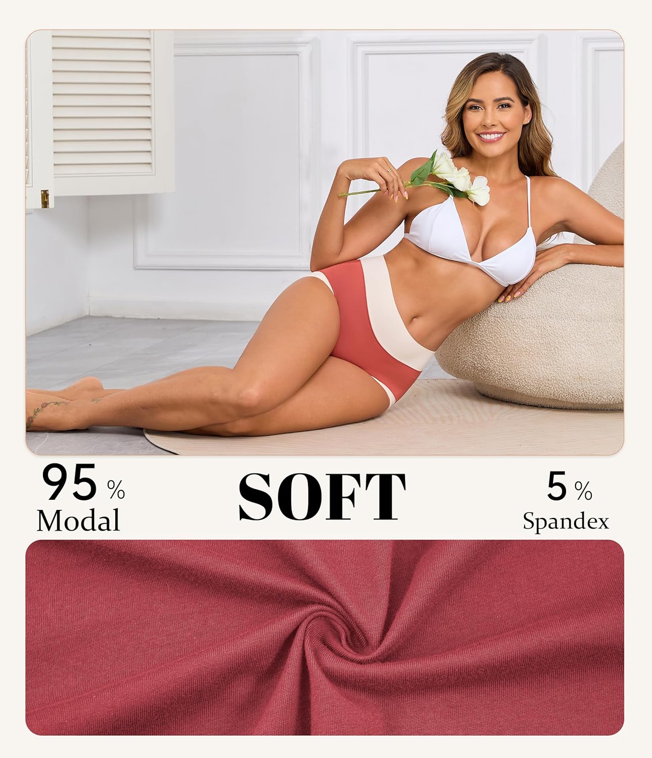 ANLIQI Modal Underwear Women No Show Hipster Panties for Women Pack Workout Full Coverage Briefs Soft Gym Sports Undies - Image 4