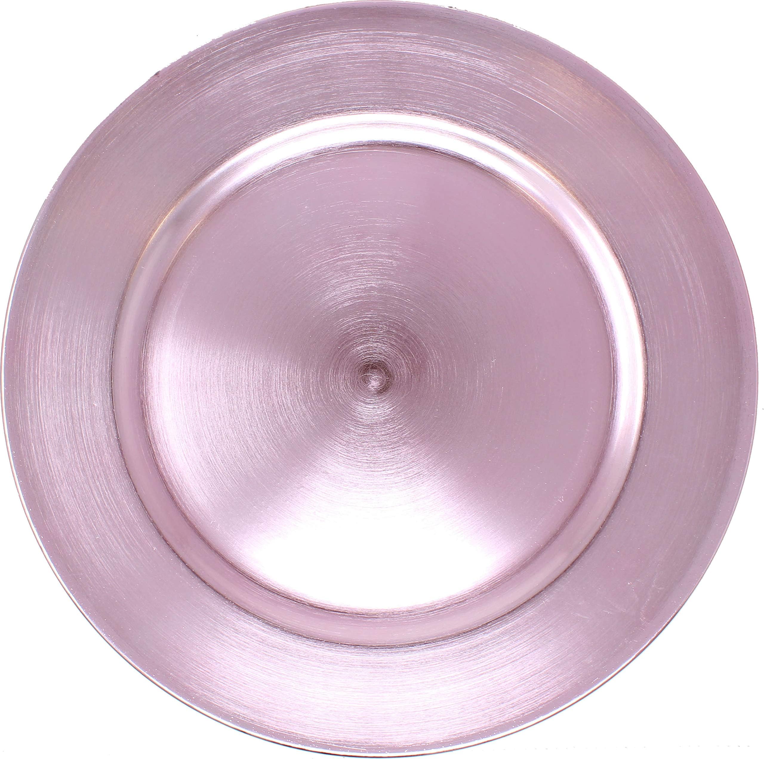 WELMATCH Blush Pink Plastic Beaded Charger Plates 12 pcs