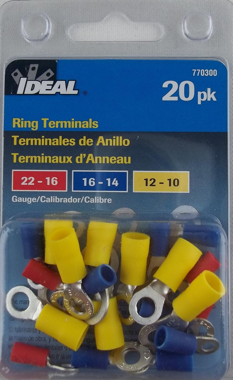 Ideal 20Ct Multipack Ring Terminals Wire Connectors 770300