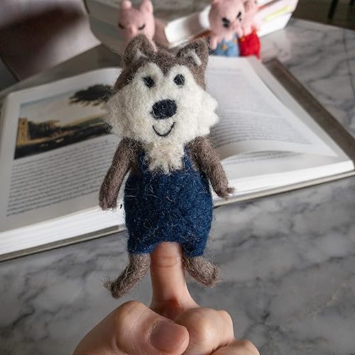 Marioneta de dedo de fieltro - Lobo grande de tres cerditos