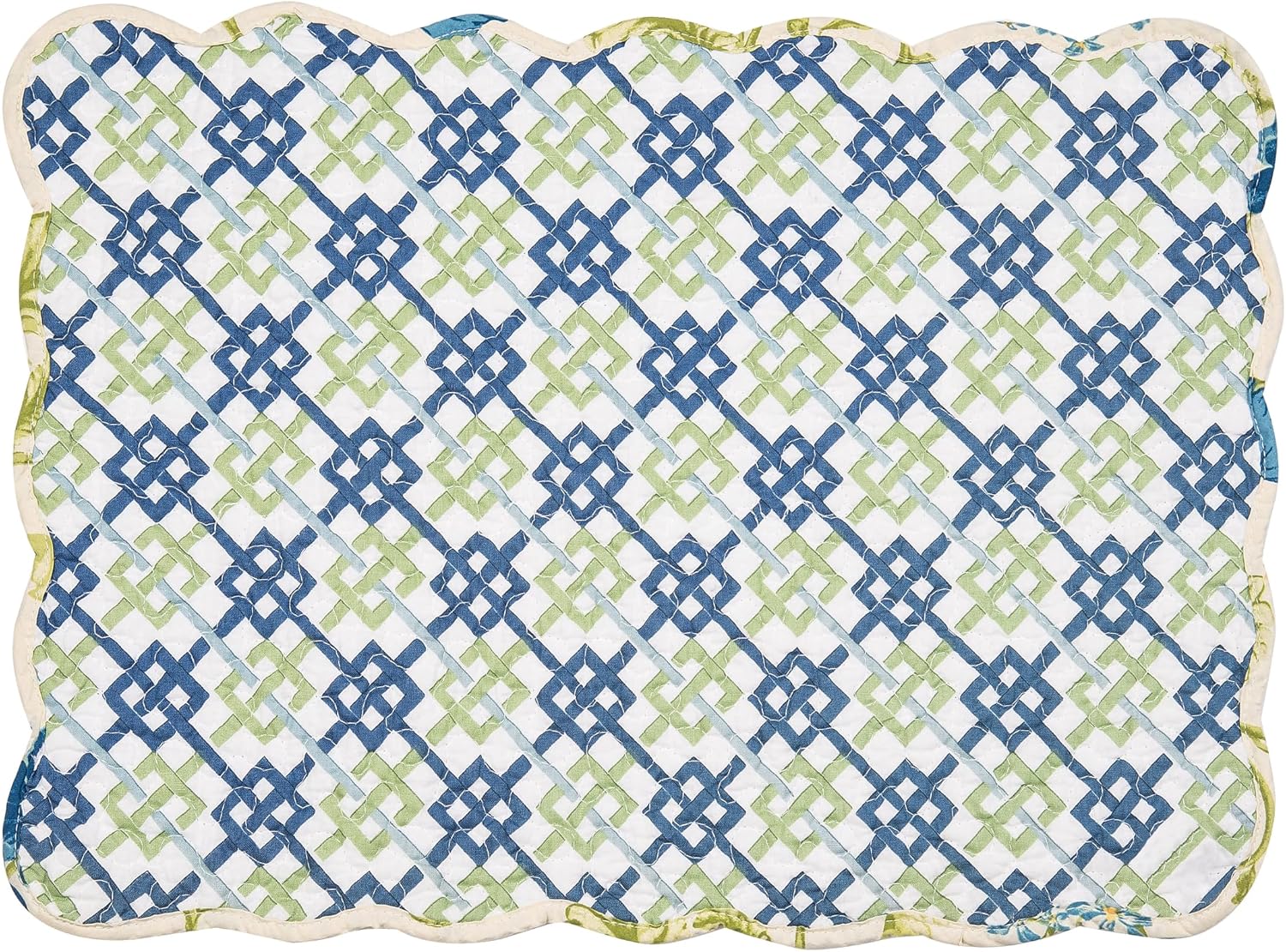 C&F Home Arya 100% Cotton Quilted Vintage Set of 6 Placemats 13" x 19" Spring Springtime Garden Floral Flowers Home Kitchen Dining Dinner Table Tabletop Machine Wash Reversible Scalloped Edge Decor
