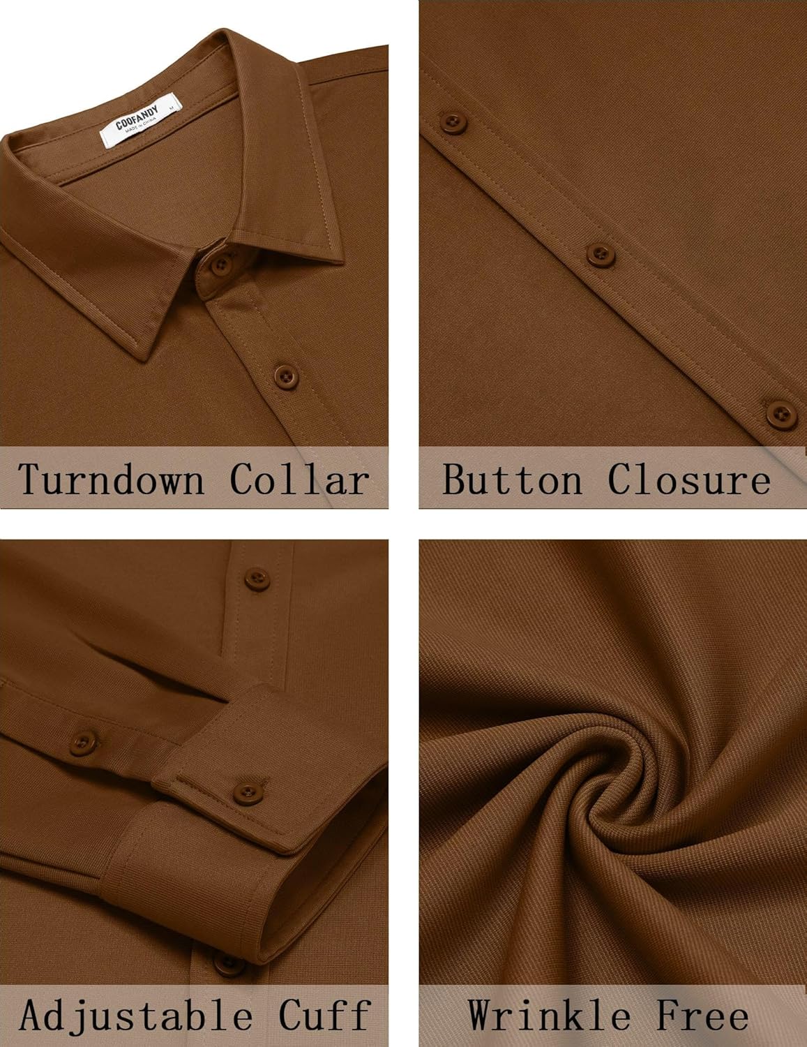 COOFANDY Mens Casual Button Down Shirt Long Sleeve Wrinkle Free Shirts Stretch Dress Shirt - Image 5