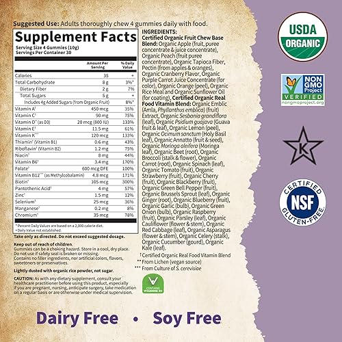 Miniatura 6 de Jardín de vida Gummy Vitamina mykind Organics Gummy para mujer Multivitamínico Prenatal 120unidades Frutas orgánico certificado Chews