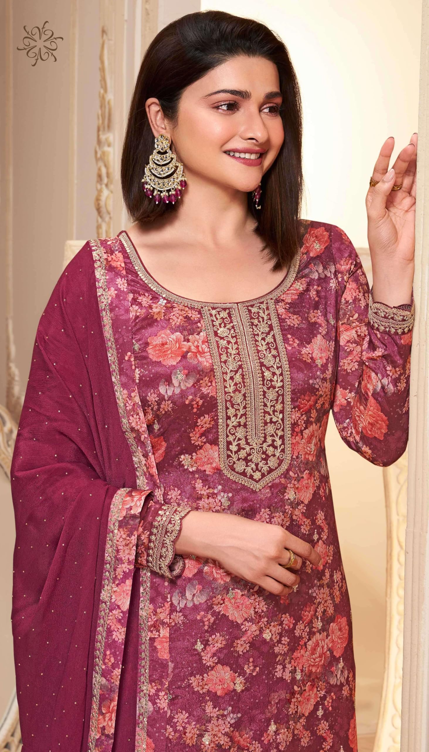 Pantaloni tradizionali da indossare abiti indiani pakistani cuciti Salwar Kameez, Rosa, 34