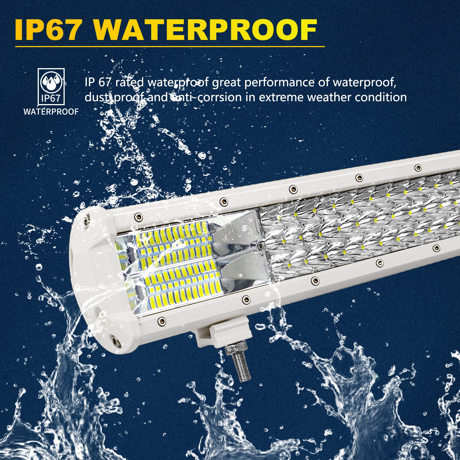 RIGIDON 17 cali 45 cm 252 W biały listwa Led 4 x 4, potrójny rząd 12 V 24 V listwa oświetleniowa led, listwa świetlna led do pojazdów offroad samochodów ciężarowych ciągnik SUV ATV, 6000K światła