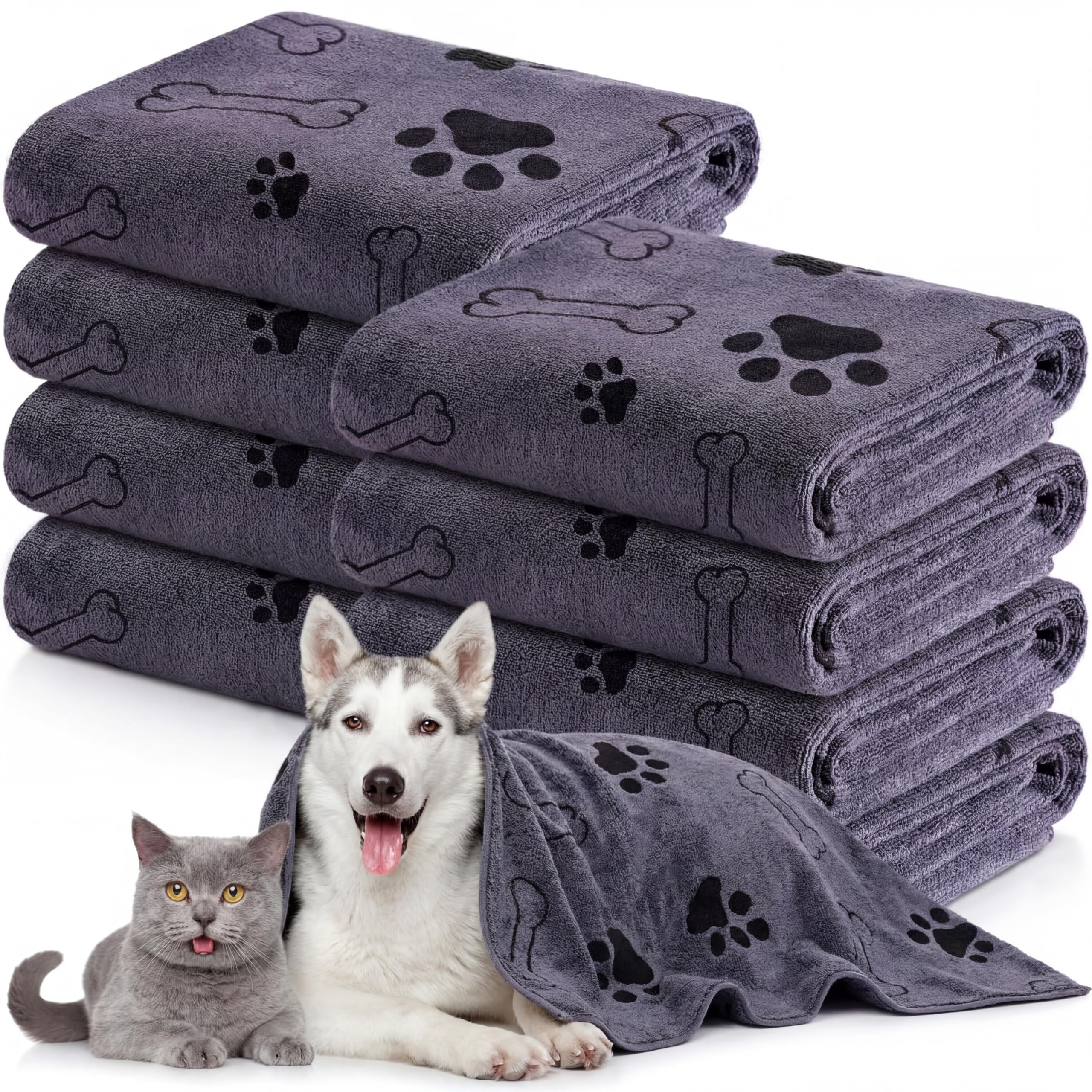 Chumia 8-Pack Dog Towels - Paw & Bone Design -1
