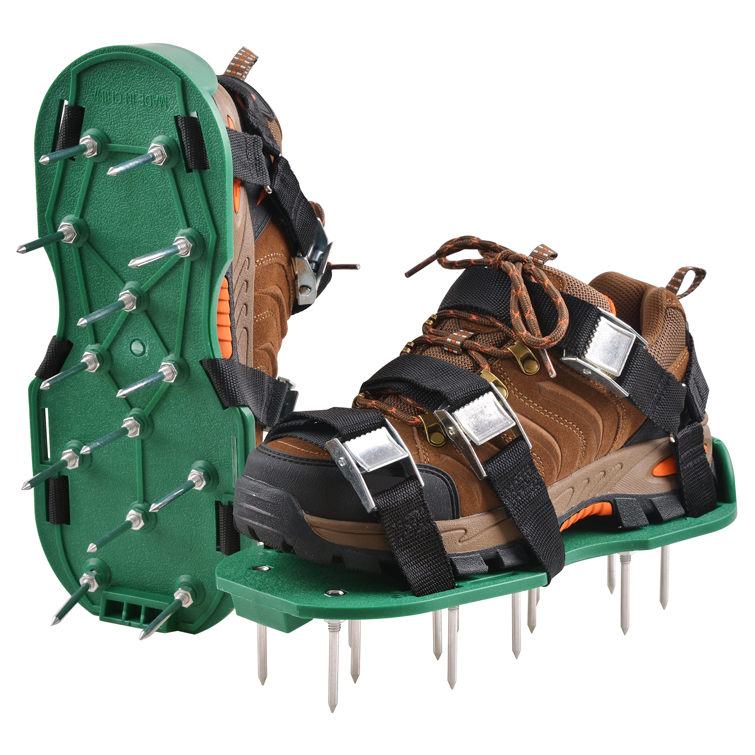 Chaussures aérateurs de pelouse, aérateur d'herbe de jardin, clous en acier robuste, chaussures aérateurs de cour pour aérer efficacement le sol de la pelouse