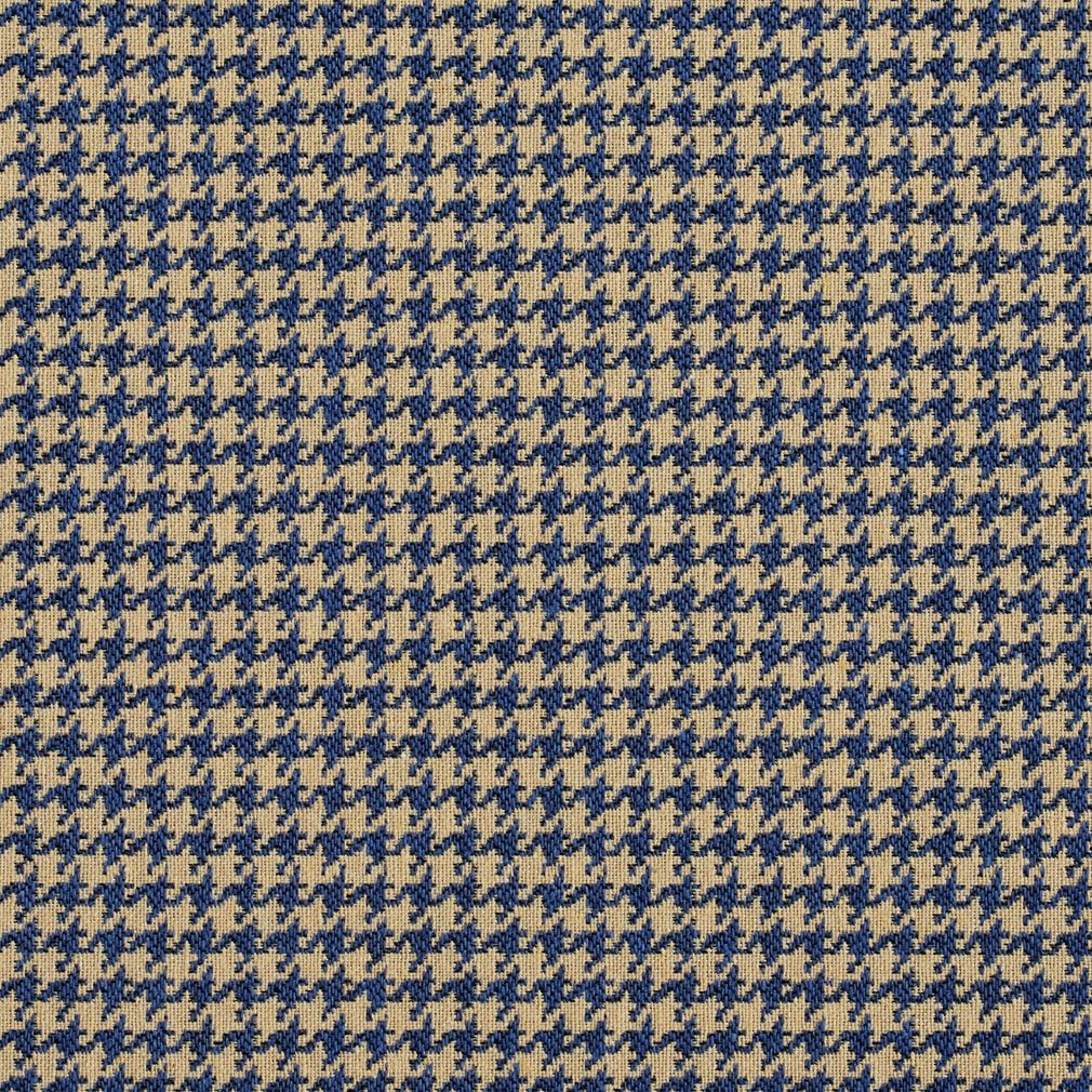 Blue and Beige Classic Houndstooth Jacquard Upholstery Fabric by The Yard - SKU: Mirage Patriot