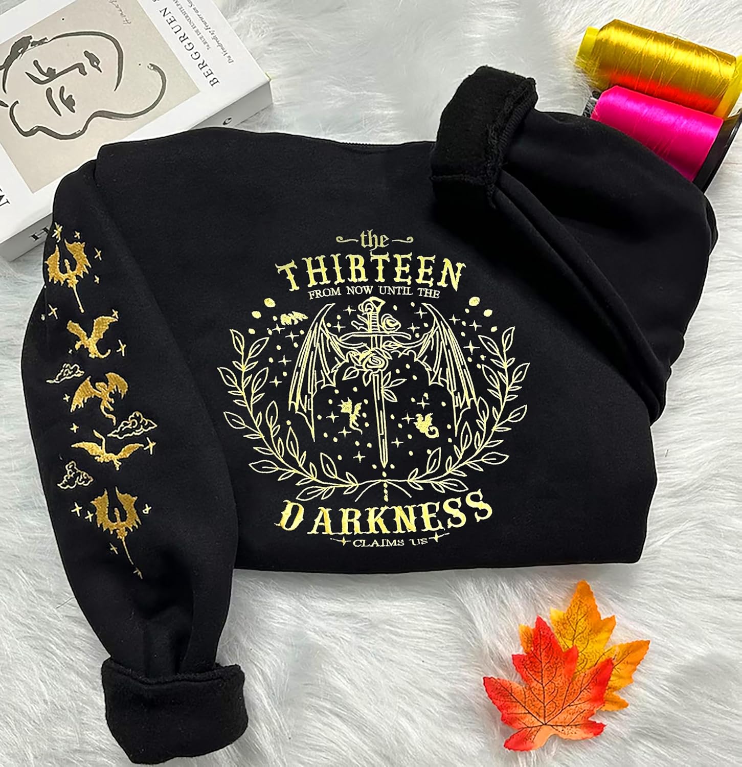Embroidered Book Lovers Sweatshirt, Throne The Thirteen of Glass Sweatshirts, Tog merch, Throne O G merchandise - Image 3