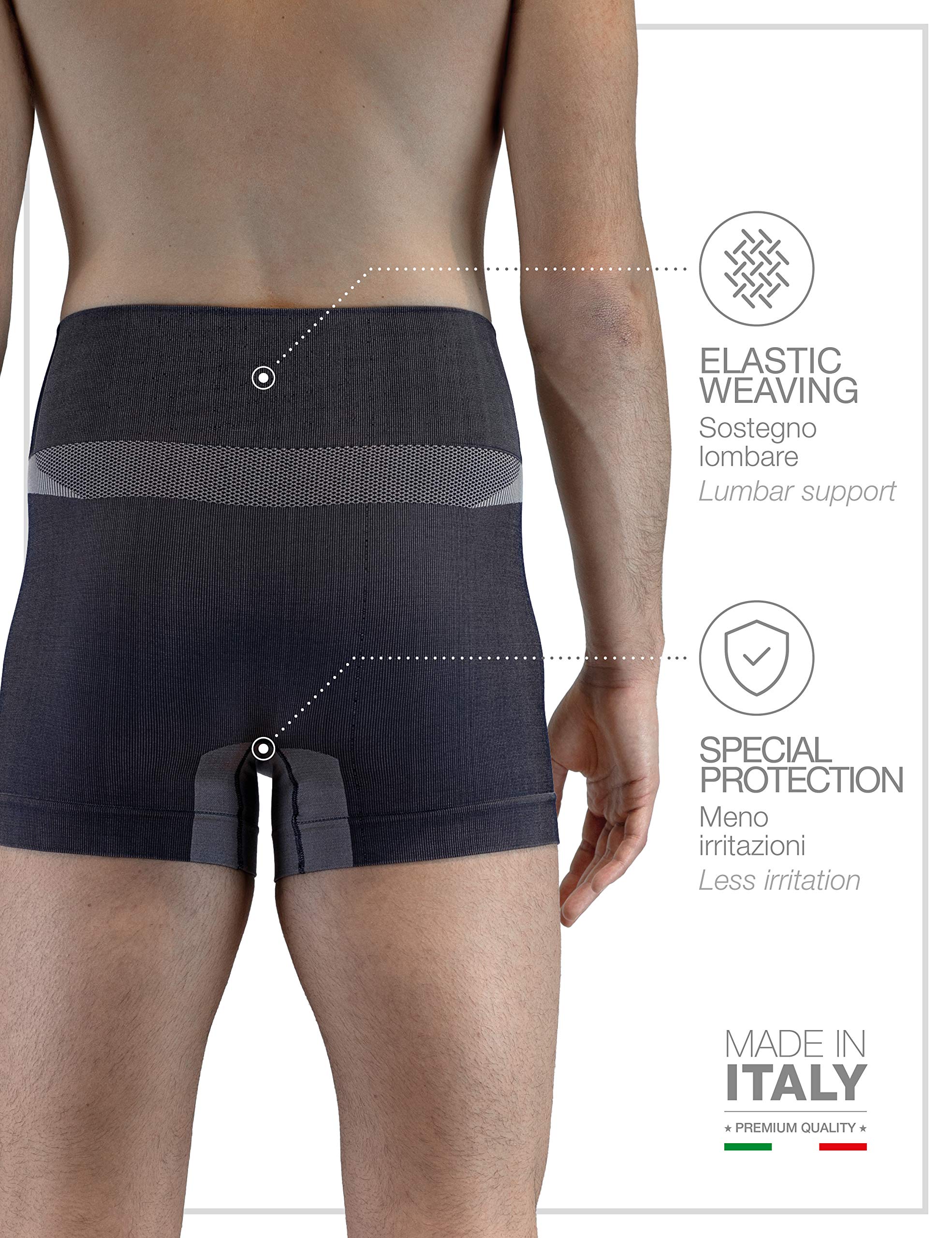 FarmaMed Ecodrytech Boxer Homme, Travail, Sport, Loisirs, Fitness, Seamless, Antibactérien, Anti-Odeur, 100% Fabriqué en Italie, Lot de 2